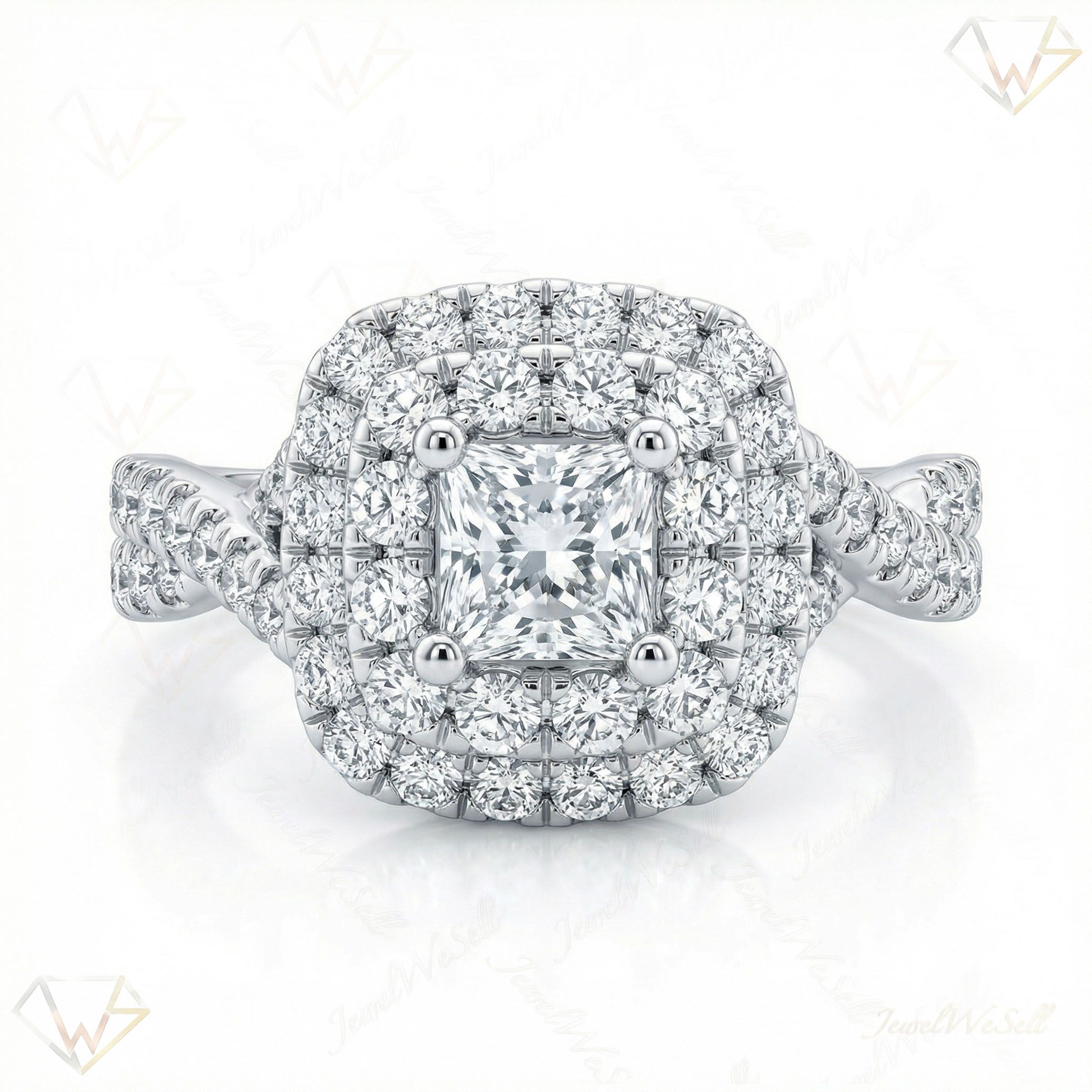 1.15 ct EF VS Lab Grown Diamond Halo Engagement Ring in 14k White Gold _ Sz0775 102973