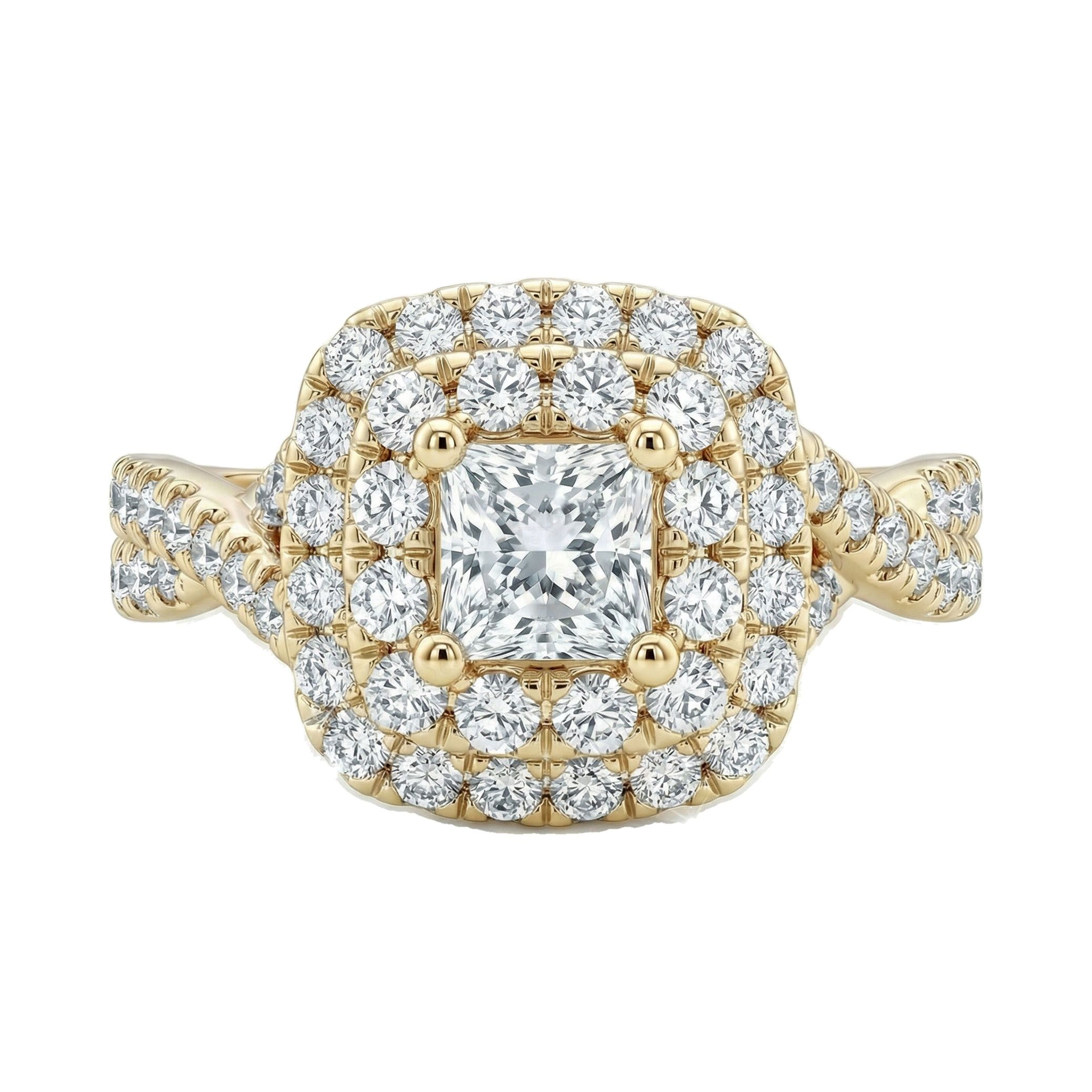 1.15 ct EF VS Lab Grown Diamond Halo Engagement Ring in 10k Yellow Gold _ Sz0550 102973