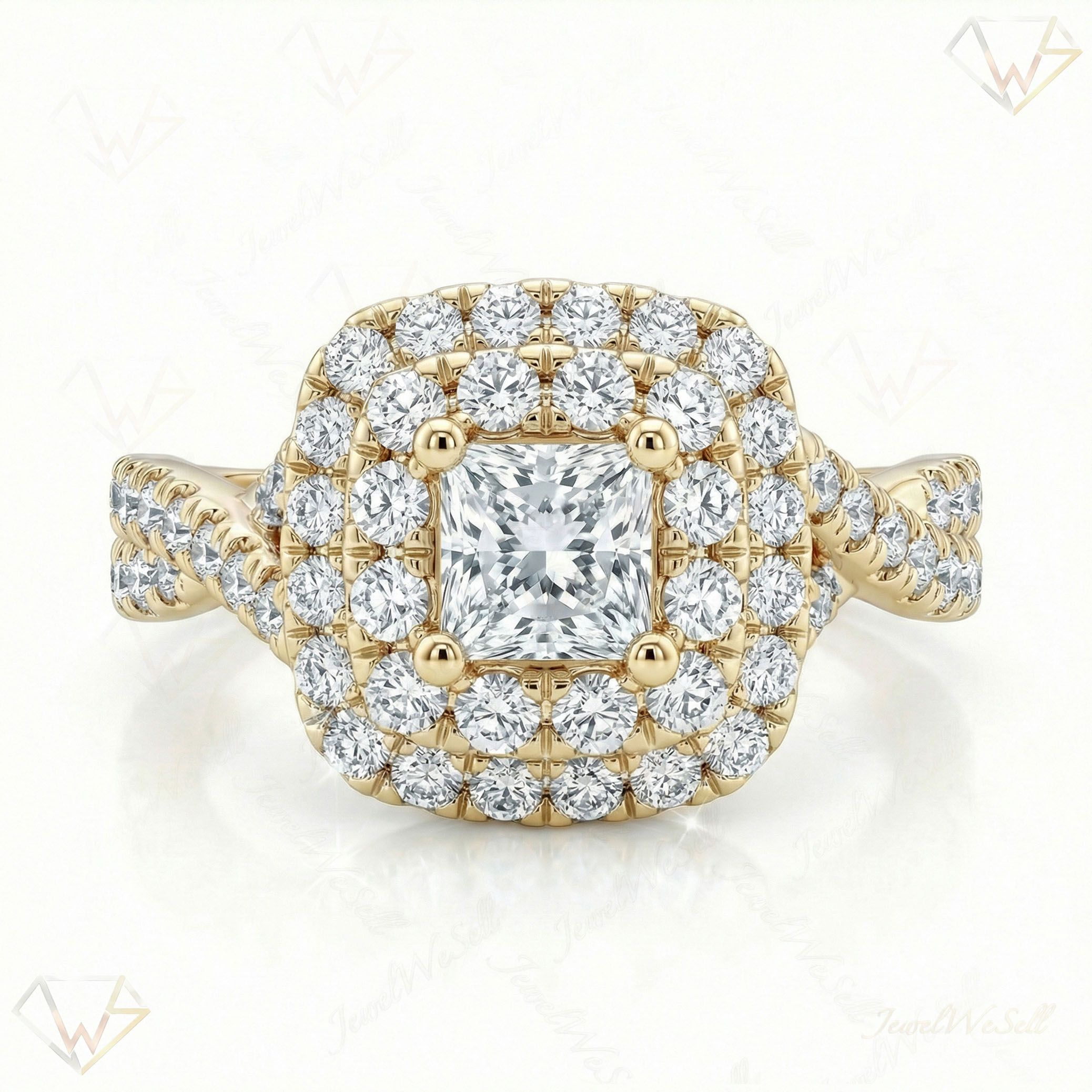 1.15 ct EF VS Lab Grown Diamond Halo Engagement Ring in 14k Yellow Gold _ Sz0525 102973