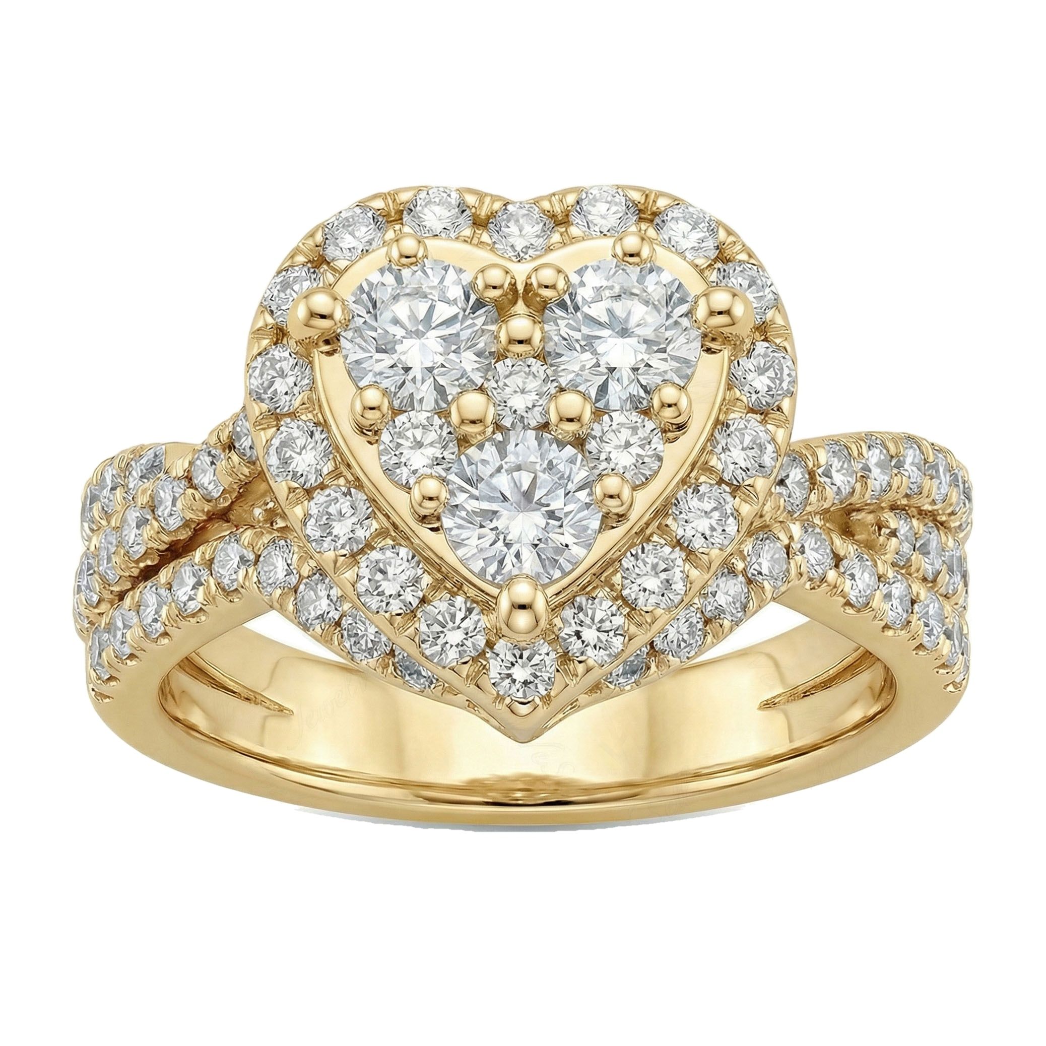 1.75 ct EF VS Lab Grown Diamond Heart Shaped Cluster Engagement Ring in 10k Yellow Gold _ Sz0775 102981