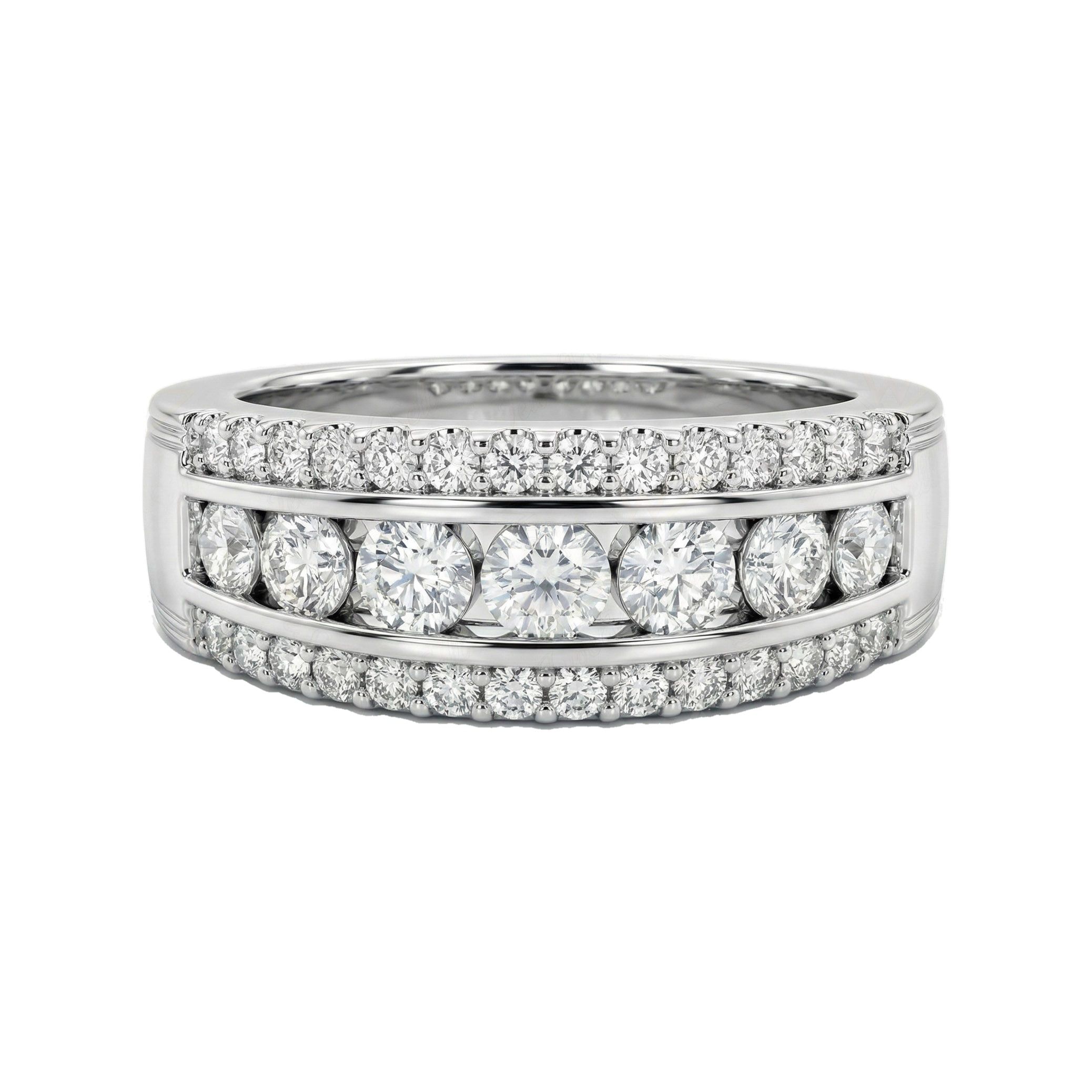 0.80 ct EF VS Lab Grown Diamond Multi Row Wedding Band in 10k White Gold _ Sz0675 102983