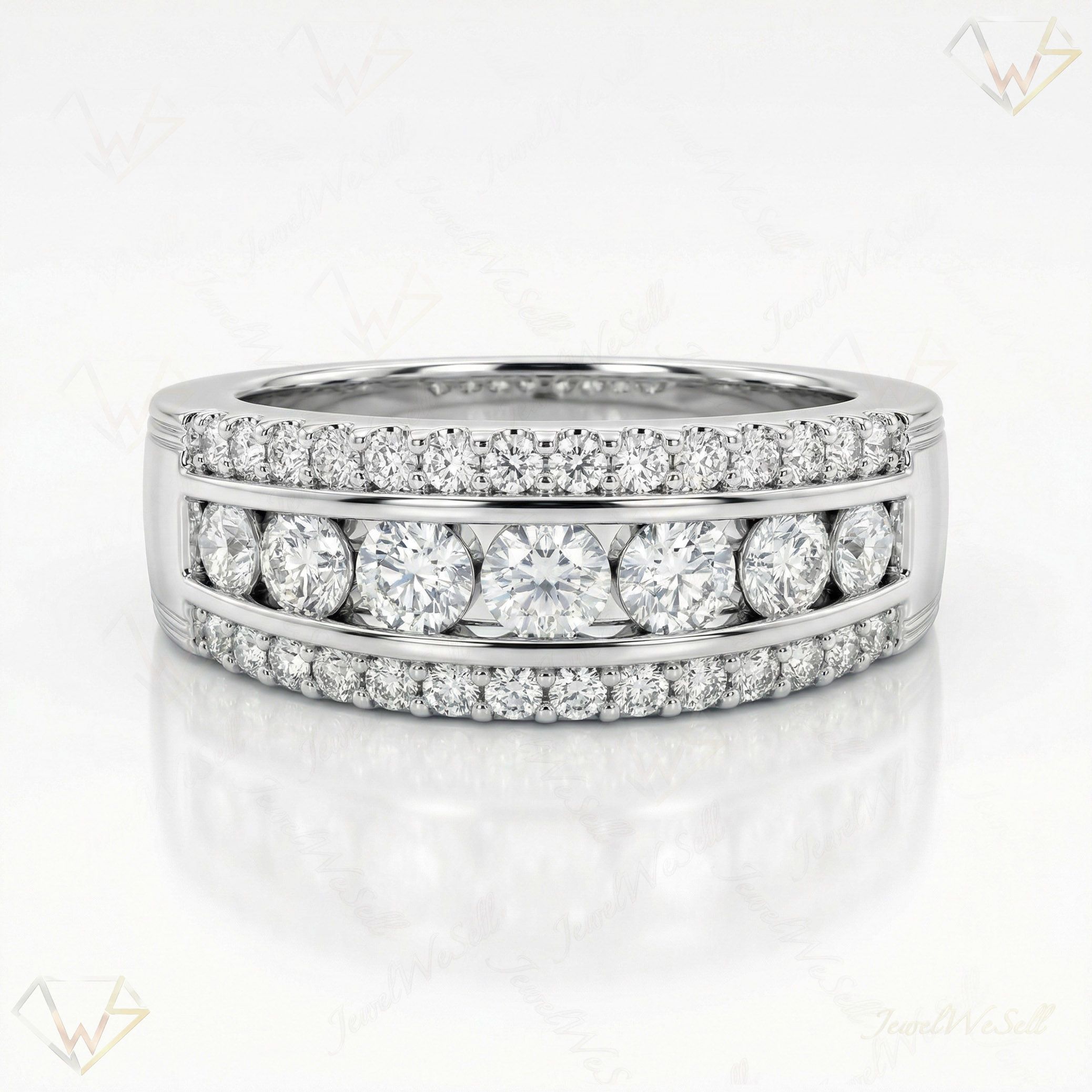 0.80 ct EF VS Lab Grown Diamond Multi Row Wedding Band in 10k White Gold _ Sz0775 102983
