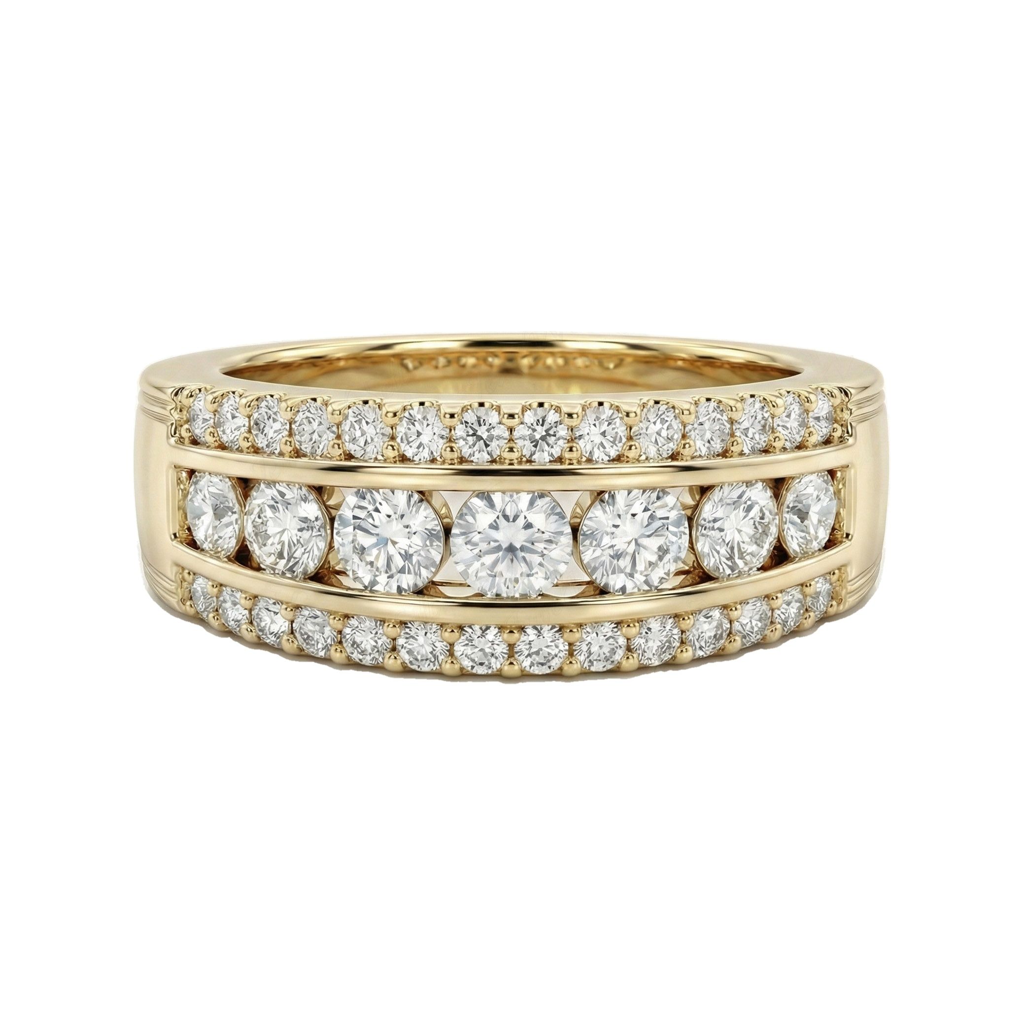 0.80 ct EF VS Lab Grown Diamond Multi Row Wedding Band in 10k Yellow Gold _ Sz0625 102983