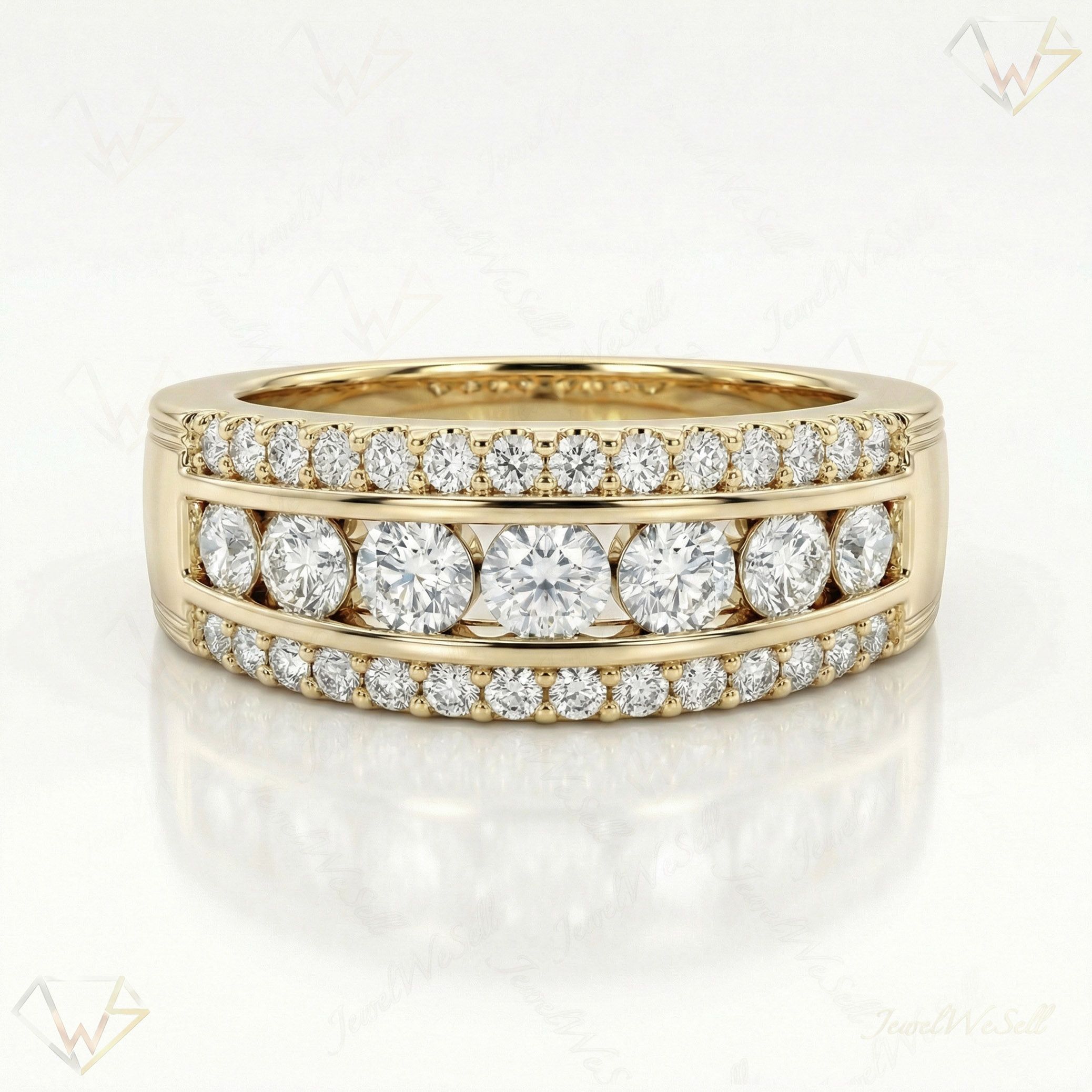 0.80 ct EF VS Lab Grown Diamond Multi Row Wedding Band in 10k Yellow Gold _ Sz0600 102983