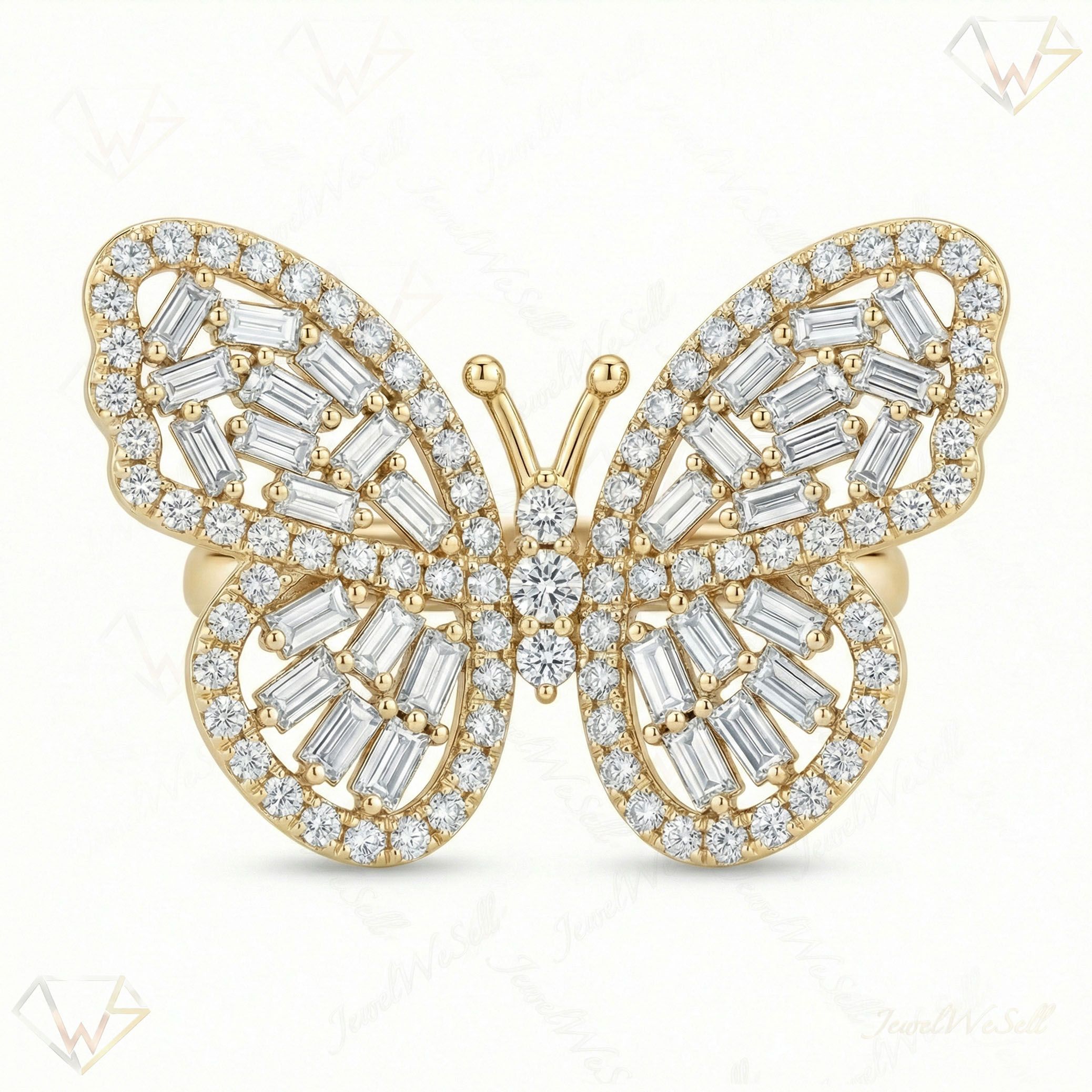 2.66 ct EF VS Lab Grown Diamond Fancy Ring in 10k Yellow Gold _ Sz0425 102987