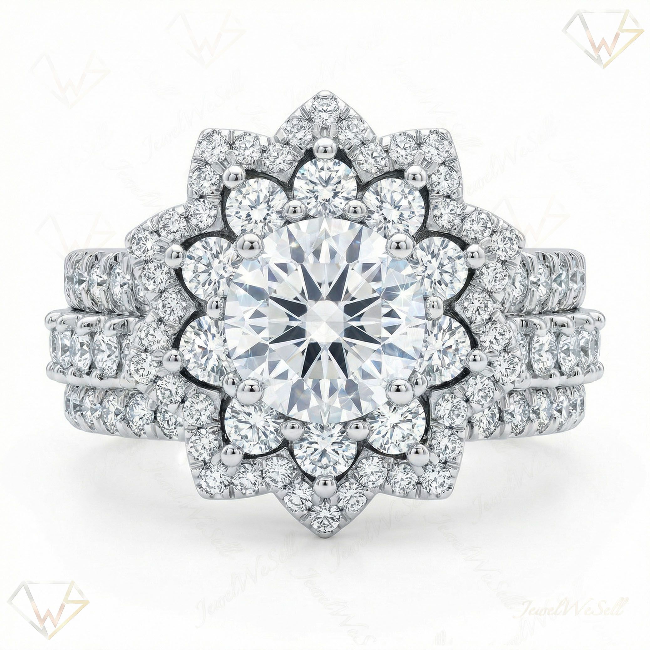 2.20 ct EF VS Lab Grown Diamond Cluster Engagement Set in 10k White Gold _ Sz0450 102990
