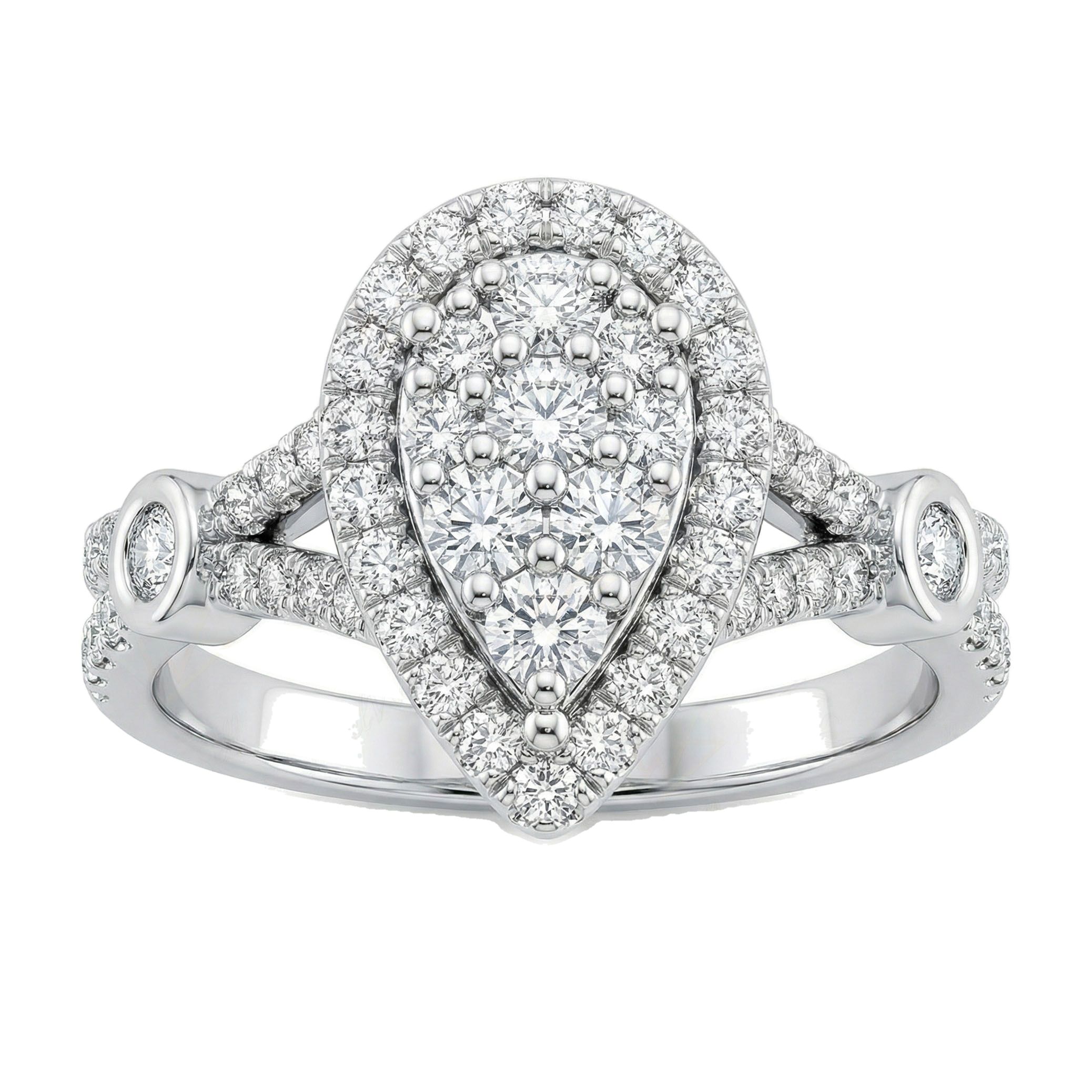0.66 ct EF VS Lab Grown Diamond Pear Cluster Engagement Ring in 14k White Gold _ Sz0875 102995