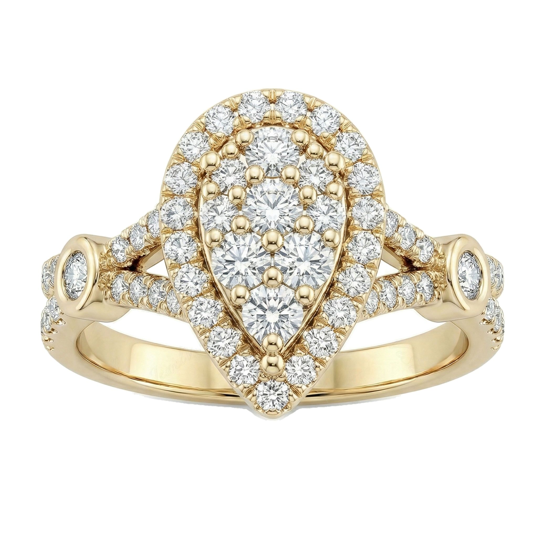 0.66 ct EF VS Lab Grown Diamond Pear Cluster Engagement Ring in 10k Yellow Gold _ Sz0575 102995