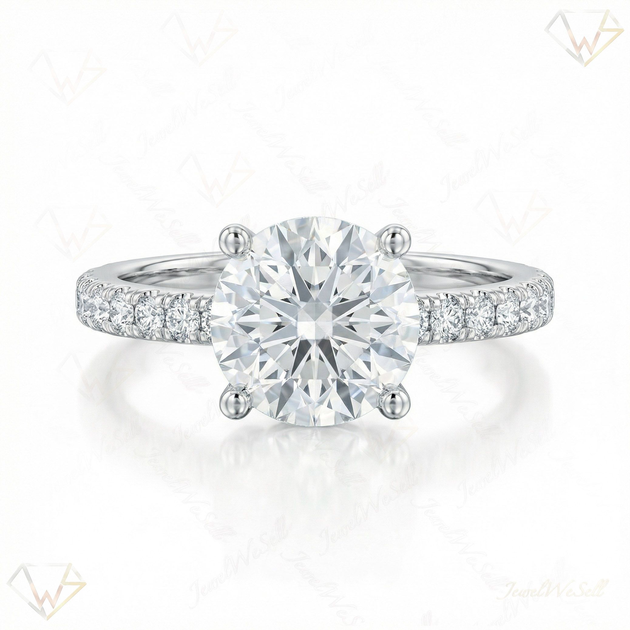 5.20 ct EF VS Moissanite Solitaire with Accents Engagement Ring in 925 Sterling SIlver _ Sz0625 103000