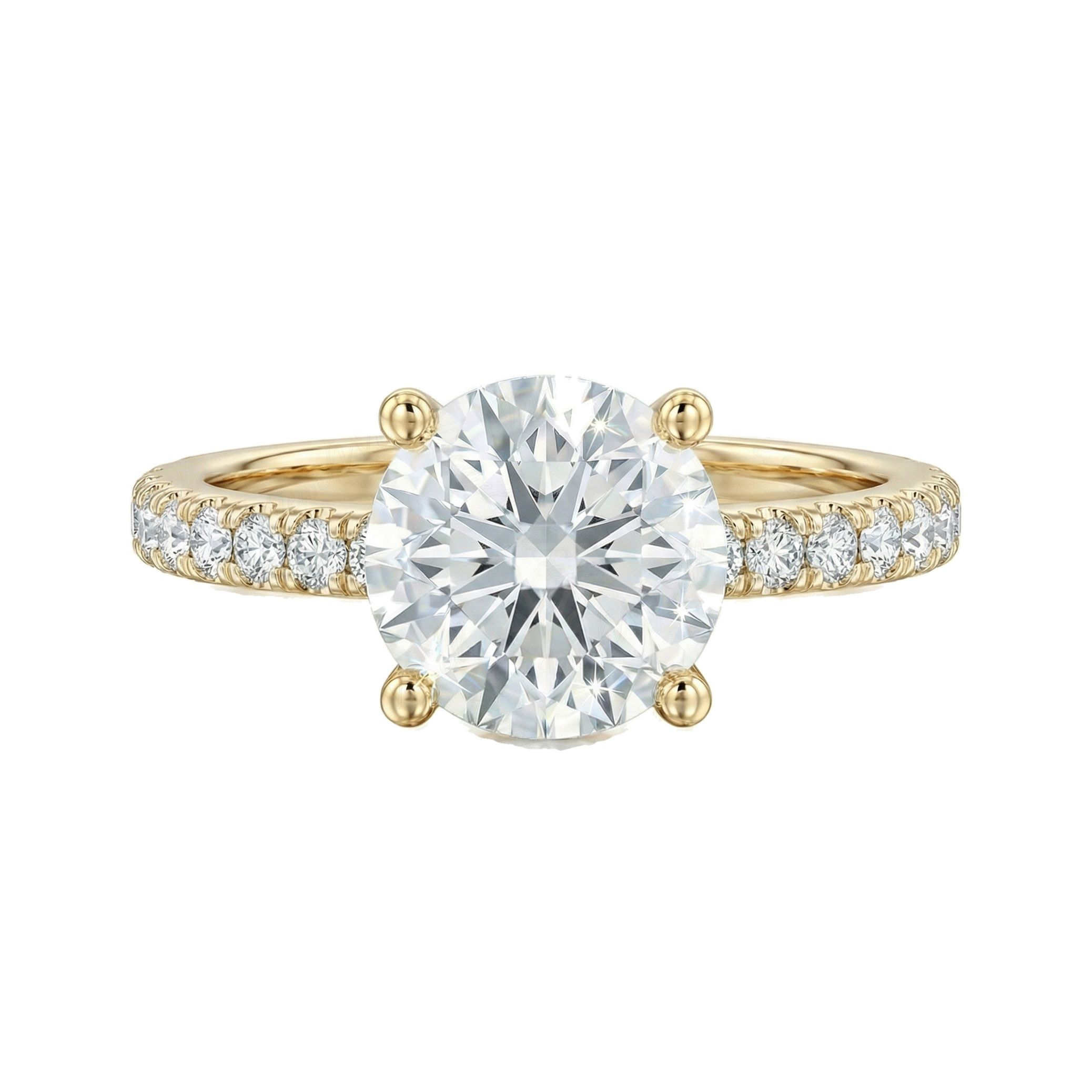 5.20 ct EF VS Lab Grown Diamond Solitaire with Accents Engagement Ring in 10k Yellow Gold _ Sz0675 103000