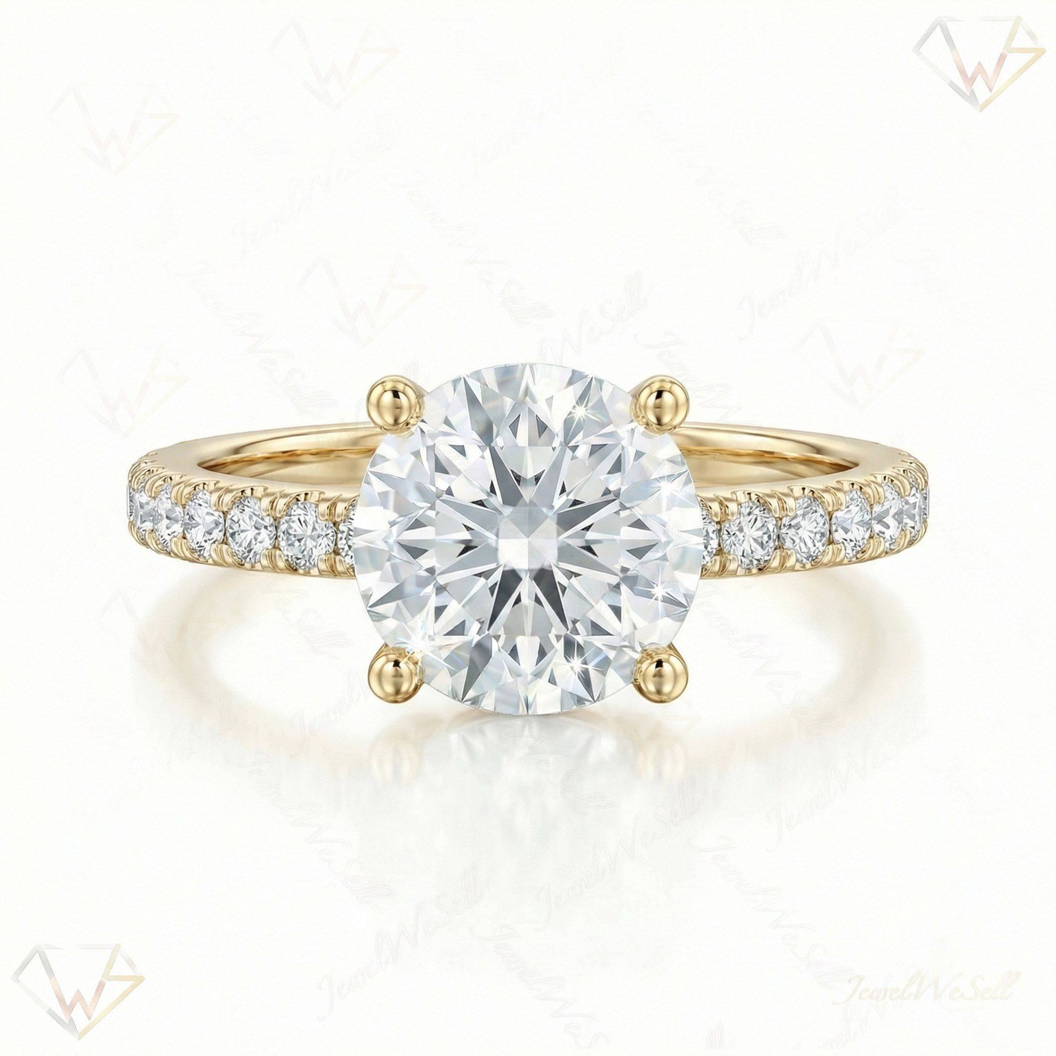 5.20 ct EF VS Lab Grown Diamond Solitaire with Accents Engagement Ring in 10k Yellow Gold _ Sz0575 103000