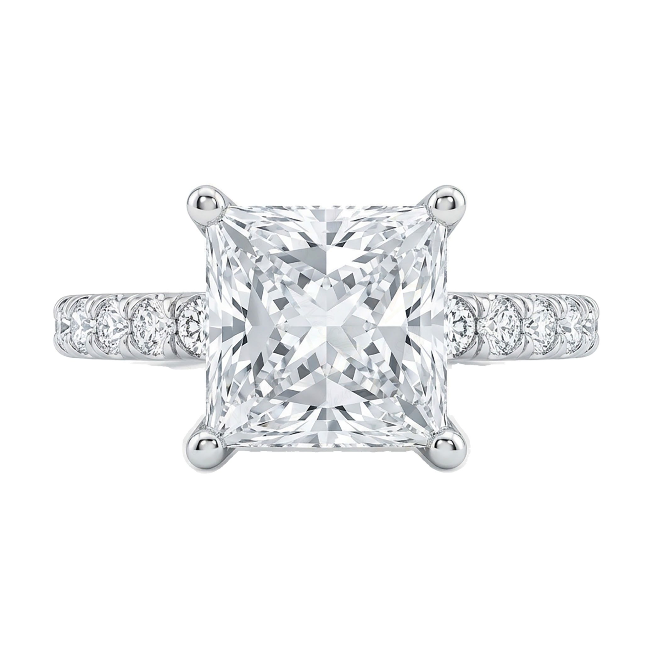 4.20 ct EF VS Lab Grown Diamond Solitaire with Accents Engagement Ring in 10k White Gold _ Sz0450 103001