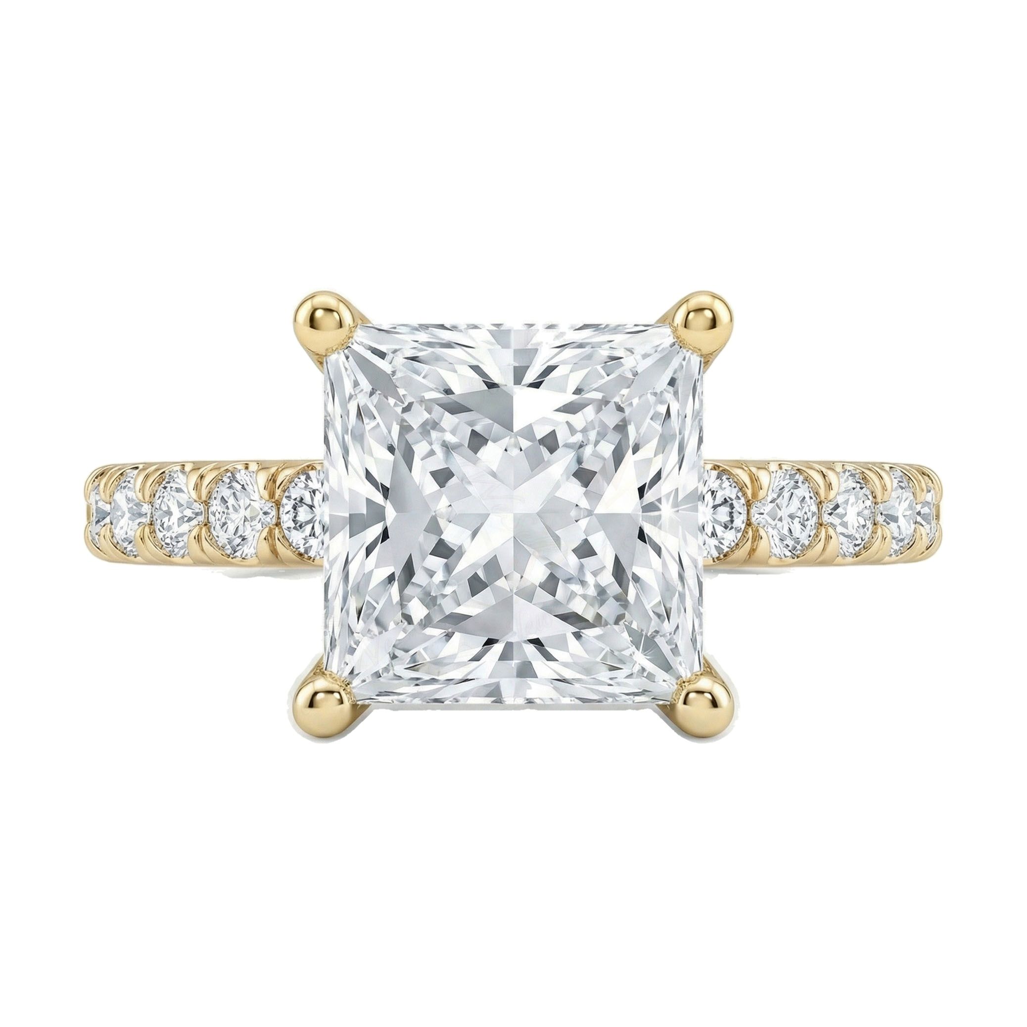 4.20 ct EF VS Lab Grown Diamond Solitaire with Accents Engagement Ring in 14k Yellow Gold _ Sz0700 103001
