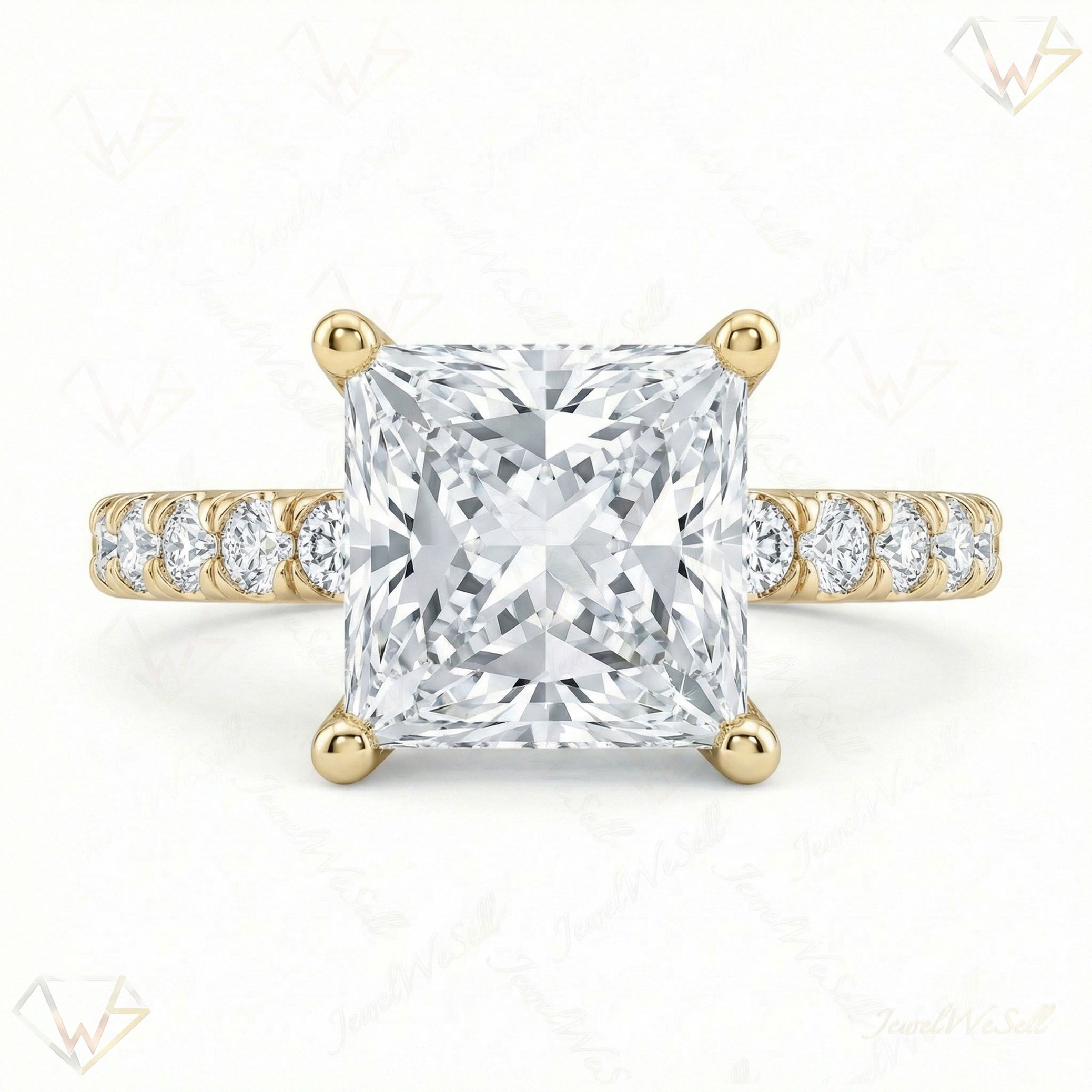 4.20 ct EF VS Lab Grown Diamond Solitaire with Accents Engagement Ring in 14k Yellow Gold _ Sz0575 103001