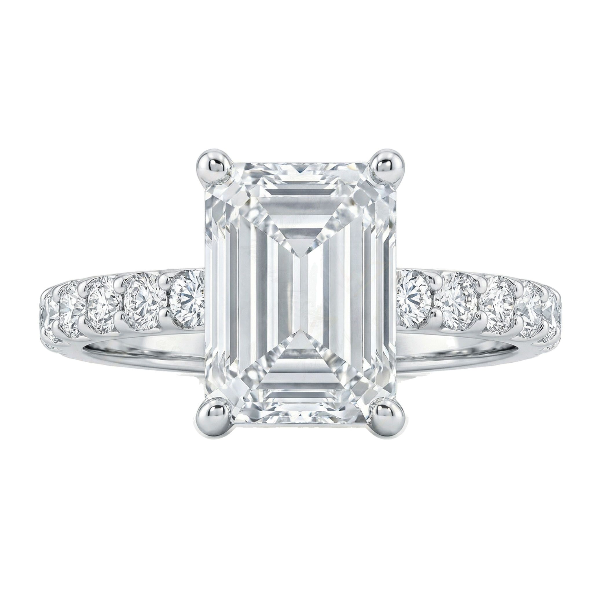 3.20 ct EF VS Moissanite Solitaire with Accents Engagement Ring in 925 Sterling SIlver _ Sz0575 103002