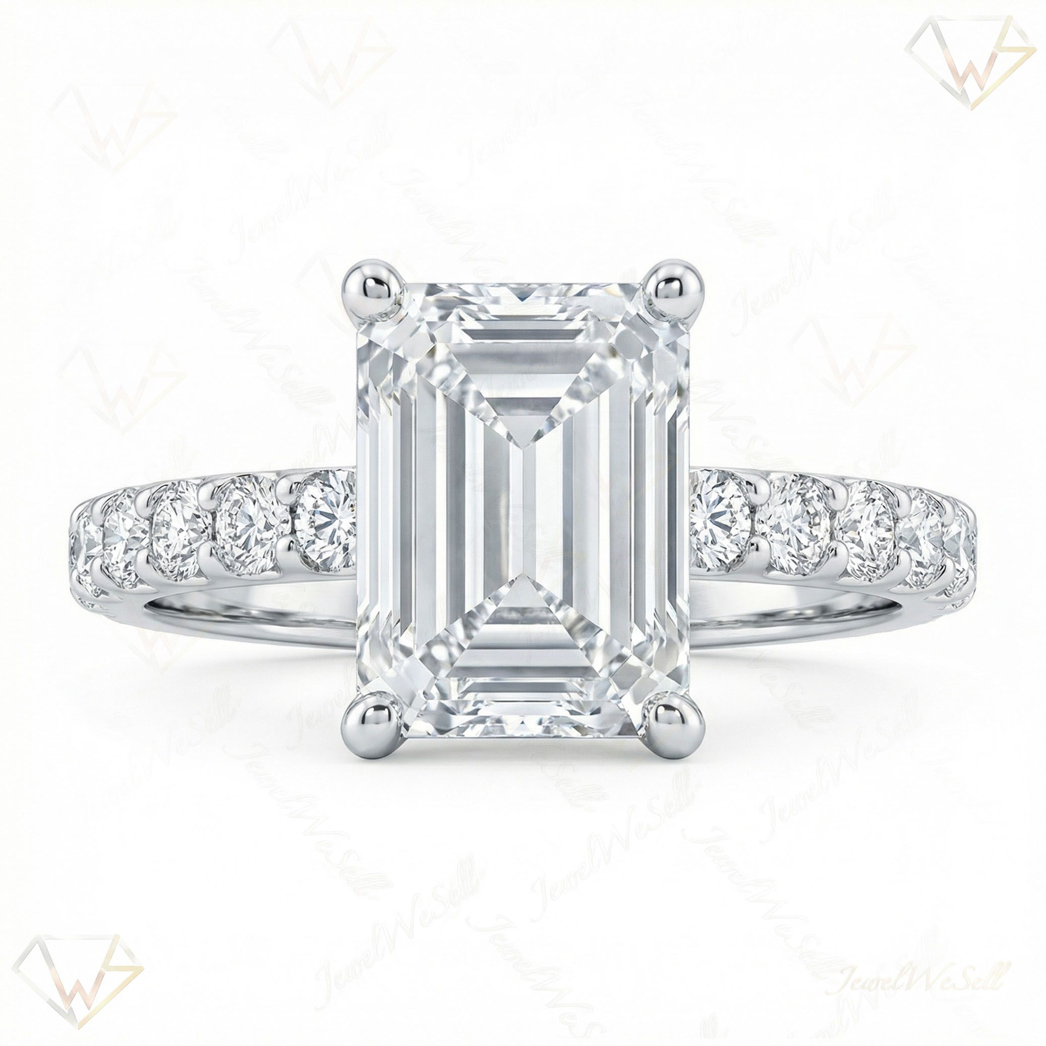 3.20 ct EF VS Lab Grown Diamond Solitaire with Accents Engagement Ring in 10k White Gold _ Sz0800 103002