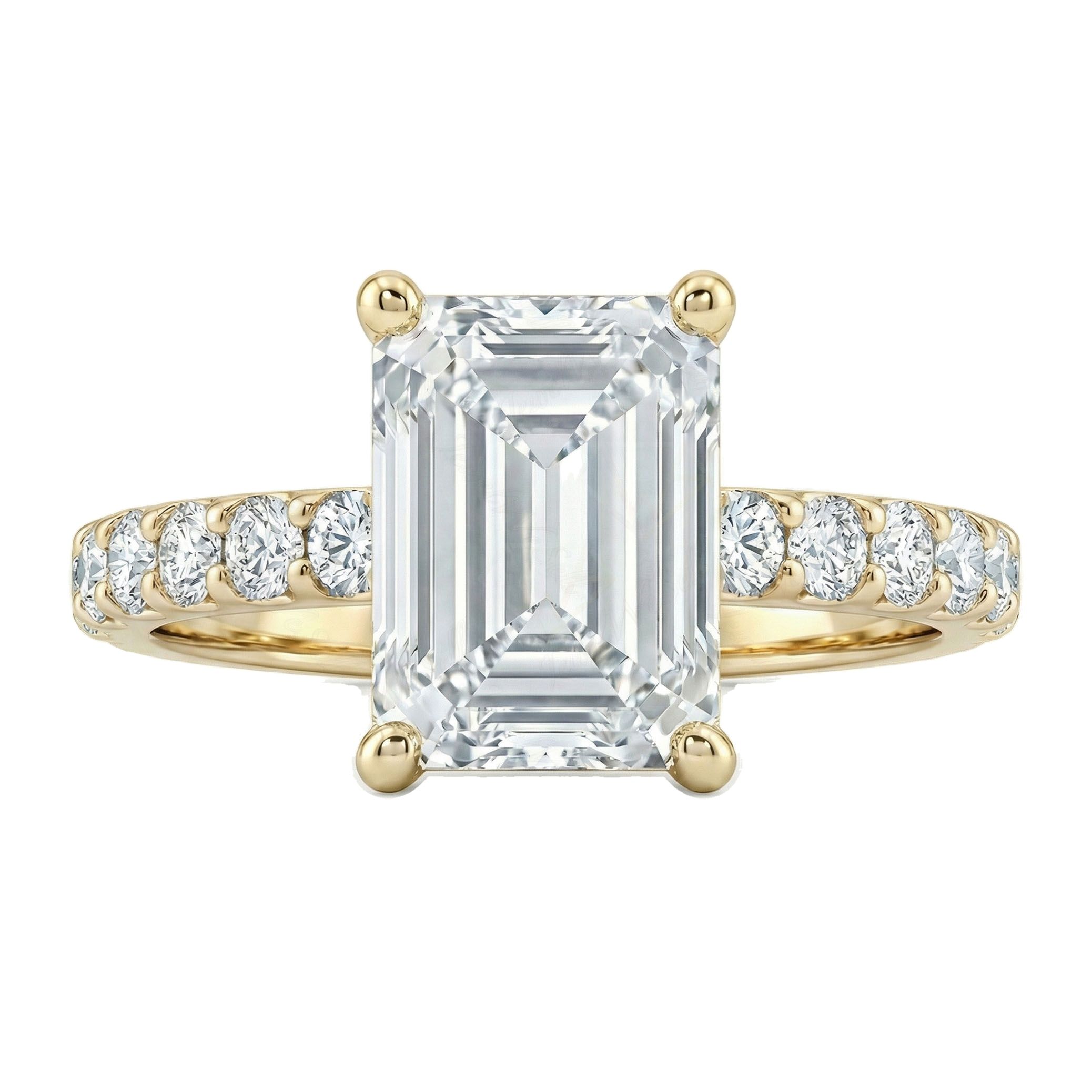 3.20 ct EF VS Lab Grown Diamond Solitaire with Accents Engagement Ring in 14k Yellow Gold _ Sz0775 103002