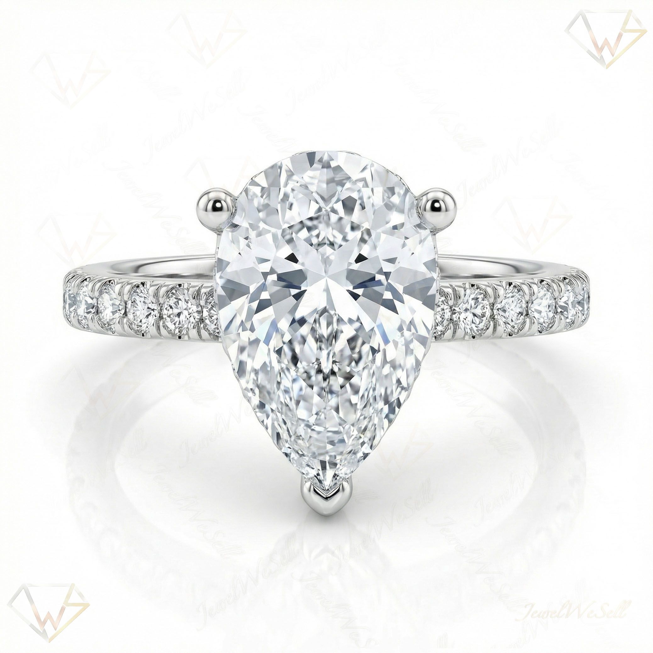 4.20 ct EF VS Lab Grown Diamond Solitaire with Accents Engagement Ring in 14k White Gold _ Sz0850 103004