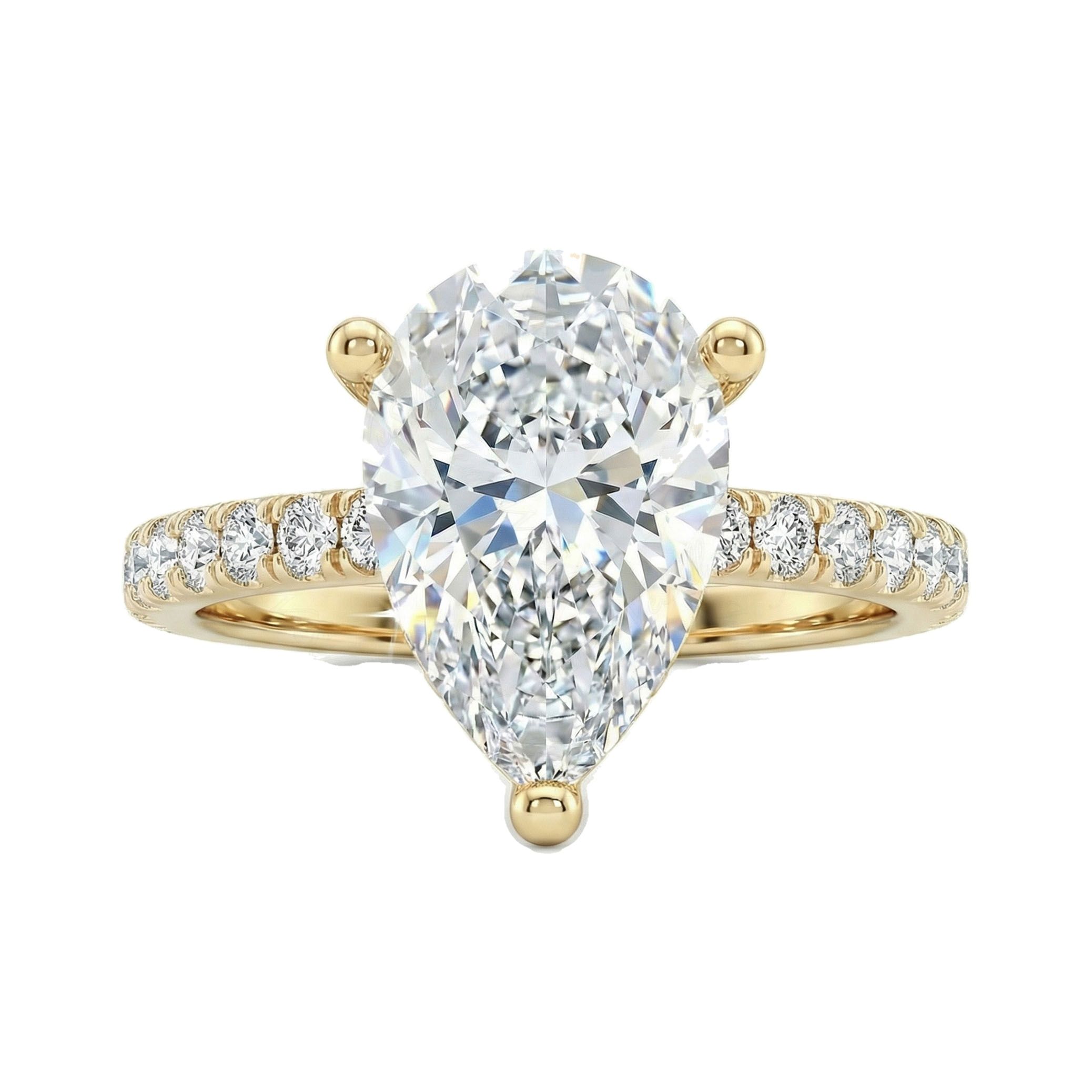 4.20 ct EF VS Lab Grown Diamond Solitaire with Accents Engagement Ring in 10k Yellow Gold _ Sz0450 103004