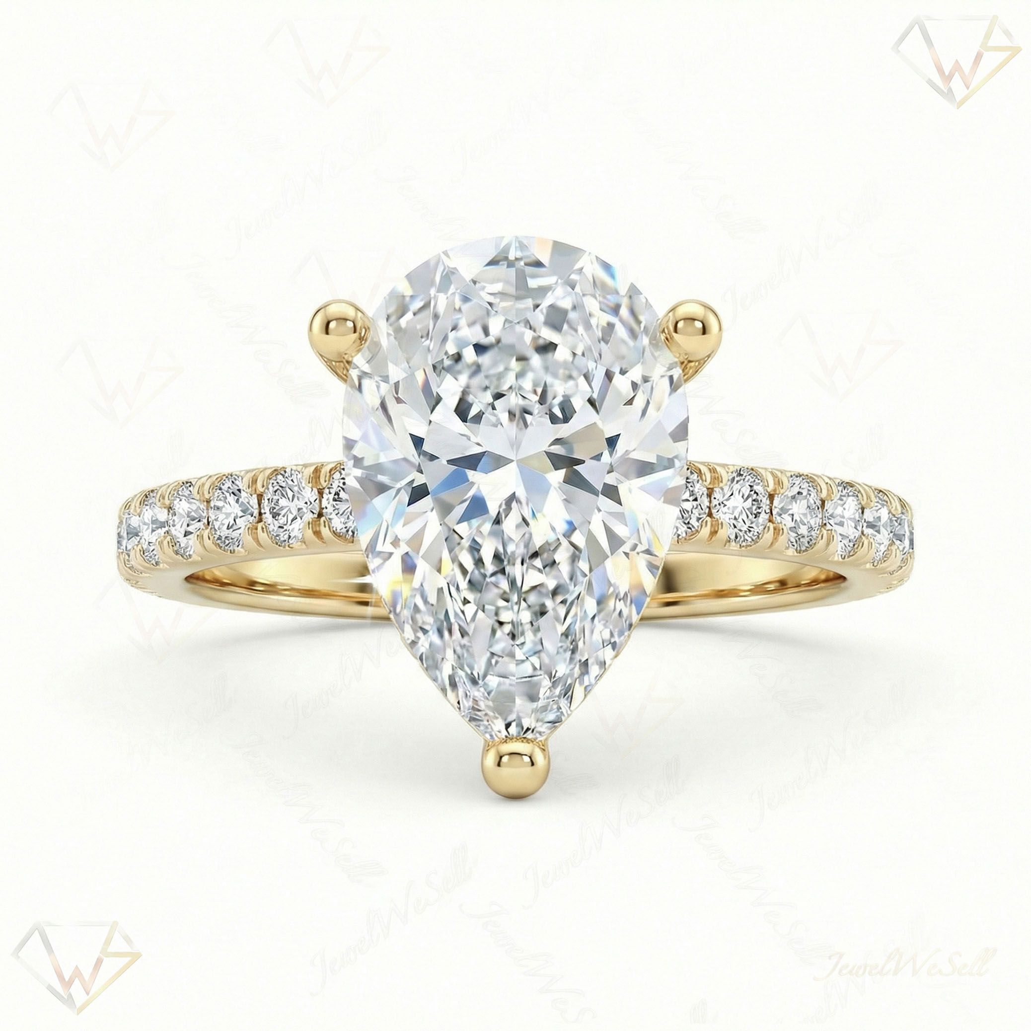 4.20 ct EF VS Lab Grown Diamond Solitaire with Accents Engagement Ring in 10k Yellow Gold _ Sz0550 103004