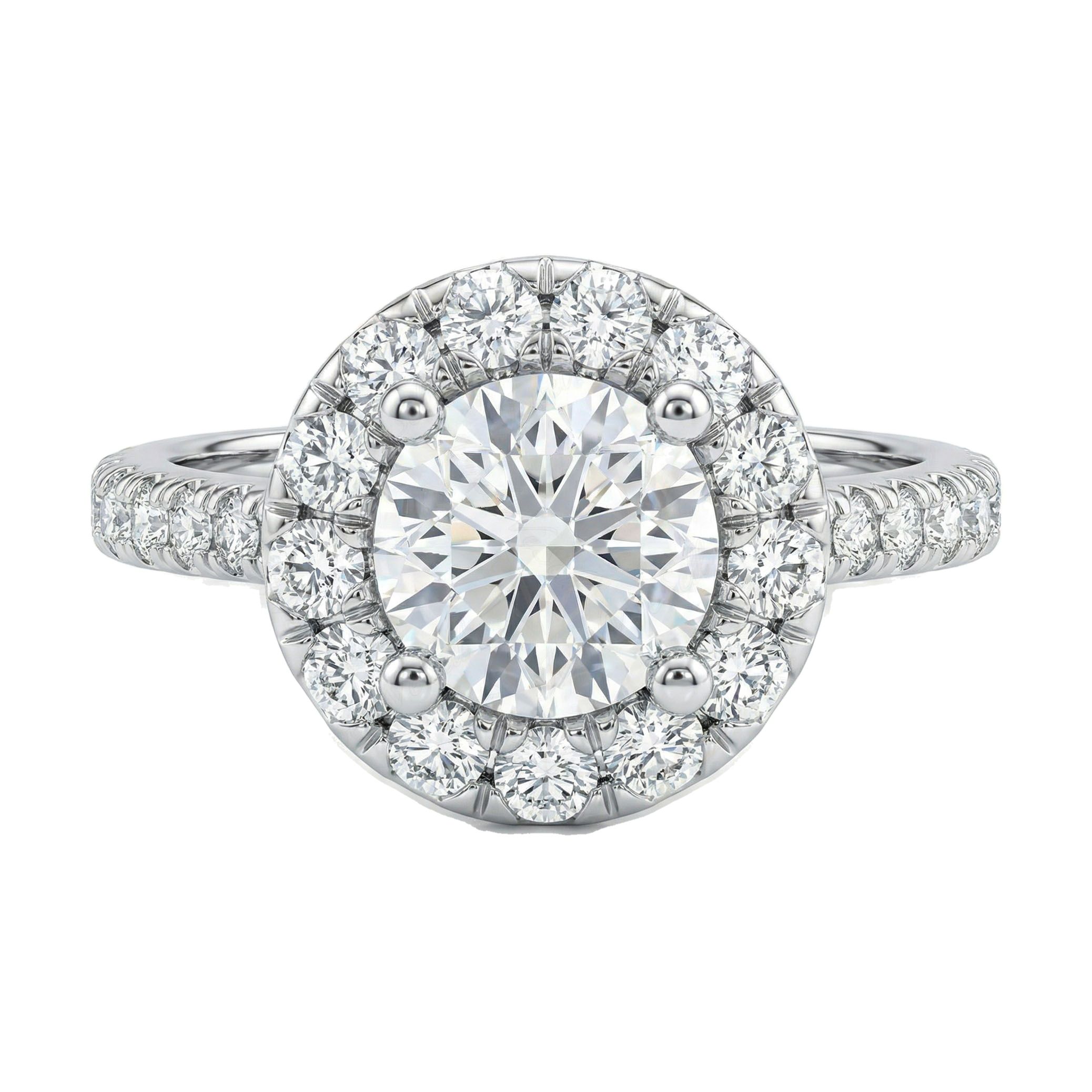 1.66 ct EF VS Lab Grown Diamond Halo Engagement Ring in 14k White Gold _ Sz0450 103010