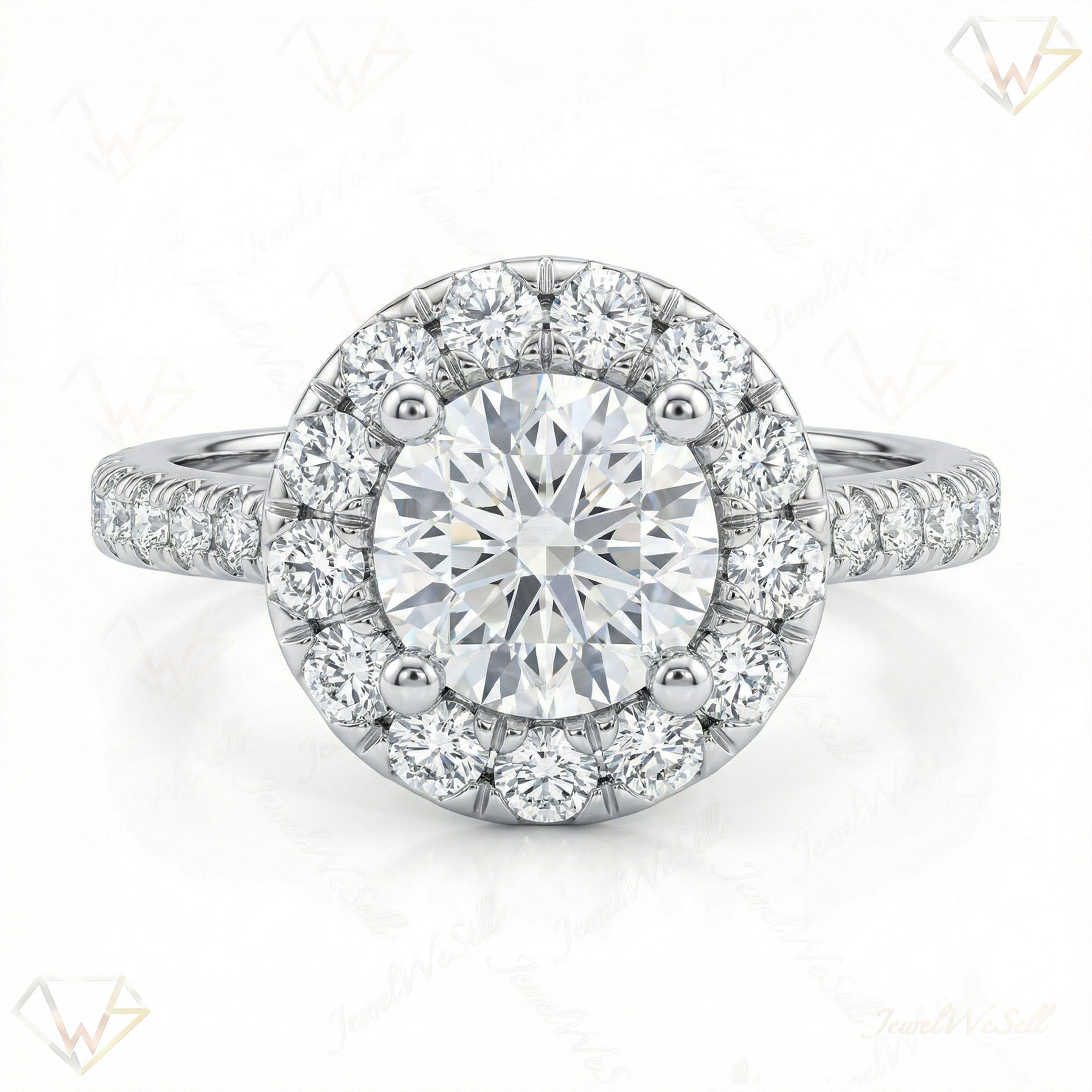 1.66 ct EF VS Lab Grown Diamond Halo Engagement Ring in 14k White Gold _ Sz0850 103010