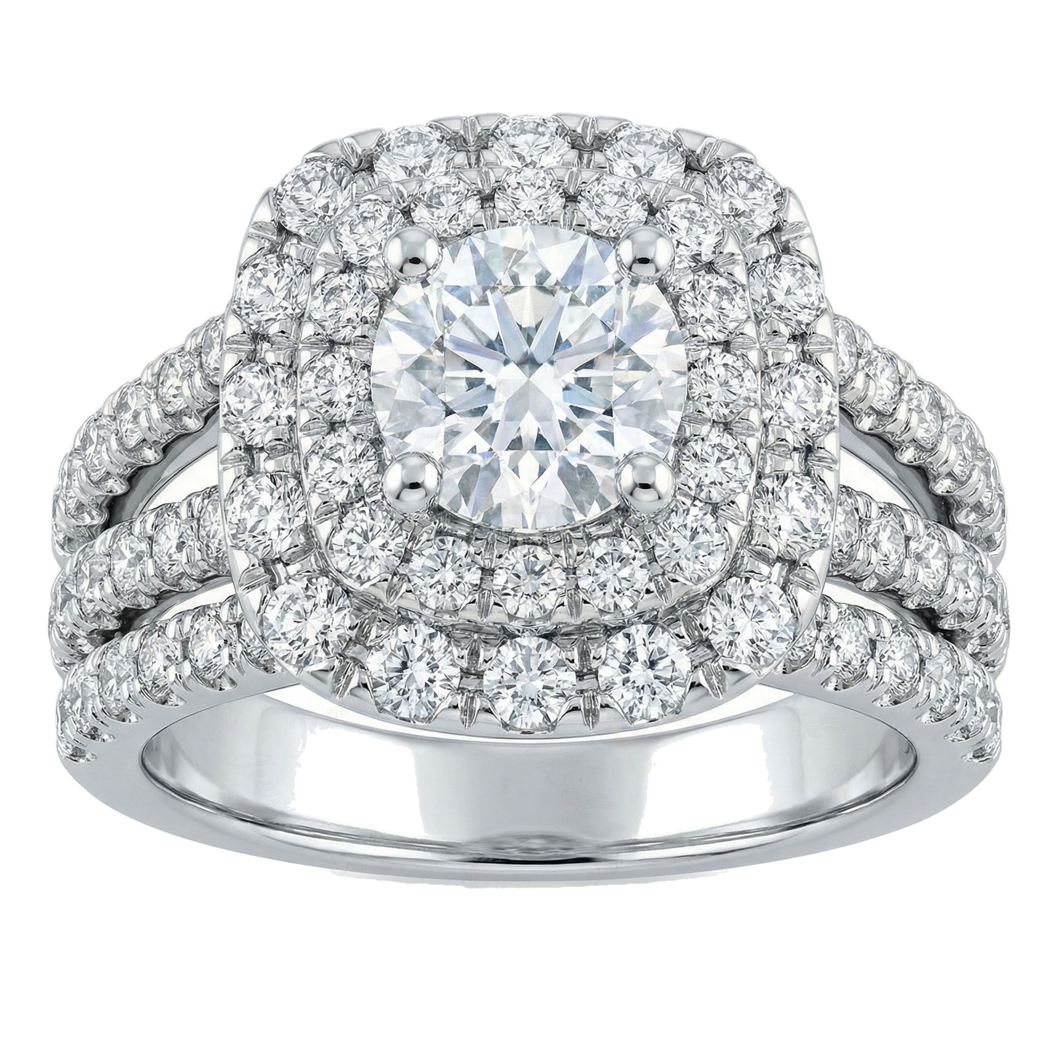 2.33 ct EF VS Lab Grown Diamond Halo Engagement Set in 14k White Gold _ Sz0450 103013