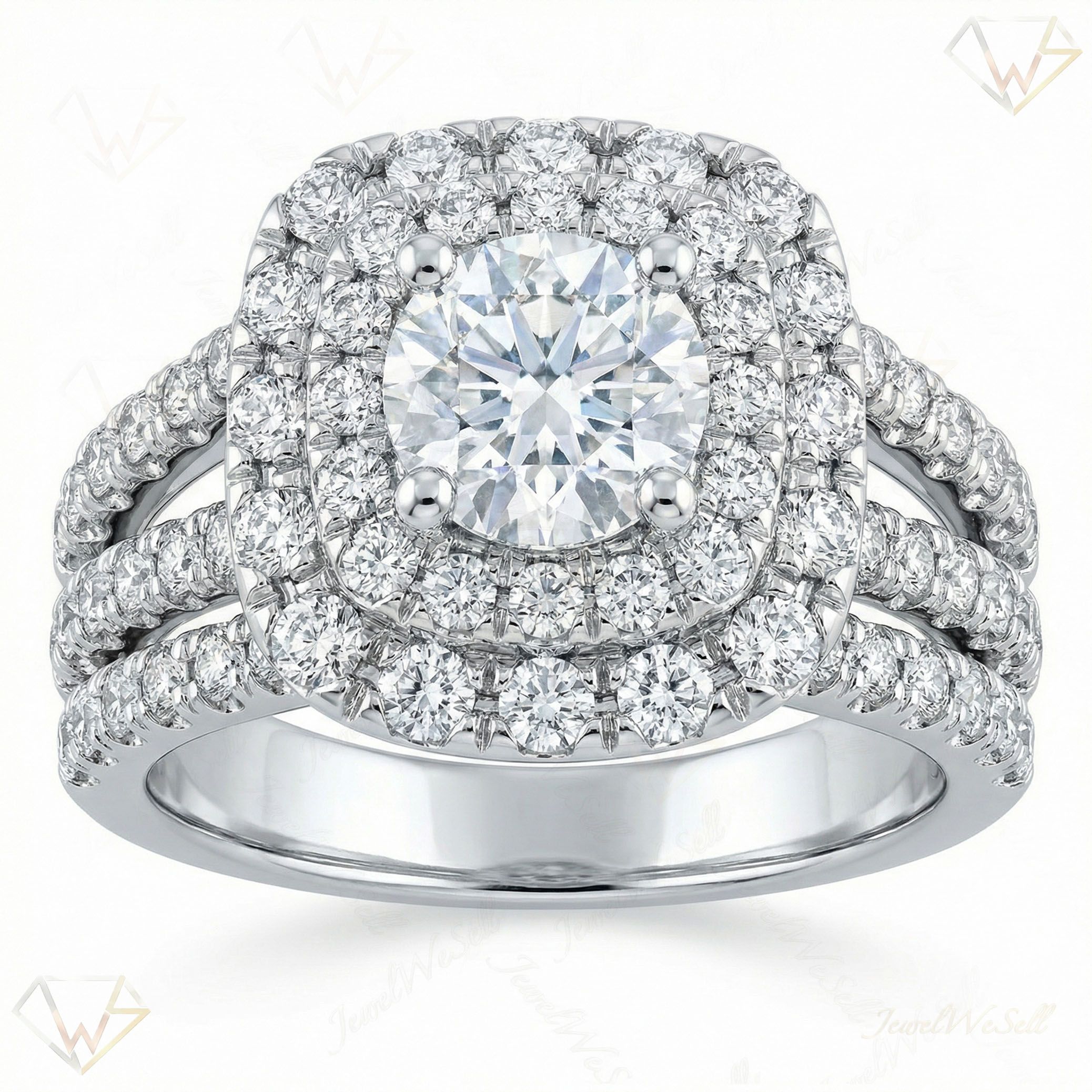 2.33 ct EF VS Lab Grown Diamond Halo Engagement Set in 10k White Gold _ Sz0450 103013