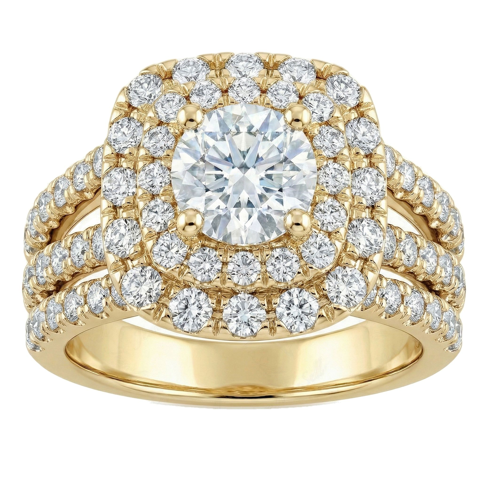 2.33 ct EF VS Lab Grown Diamond Halo Engagement Set in 10k Yellow Gold _ Sz0900 103013