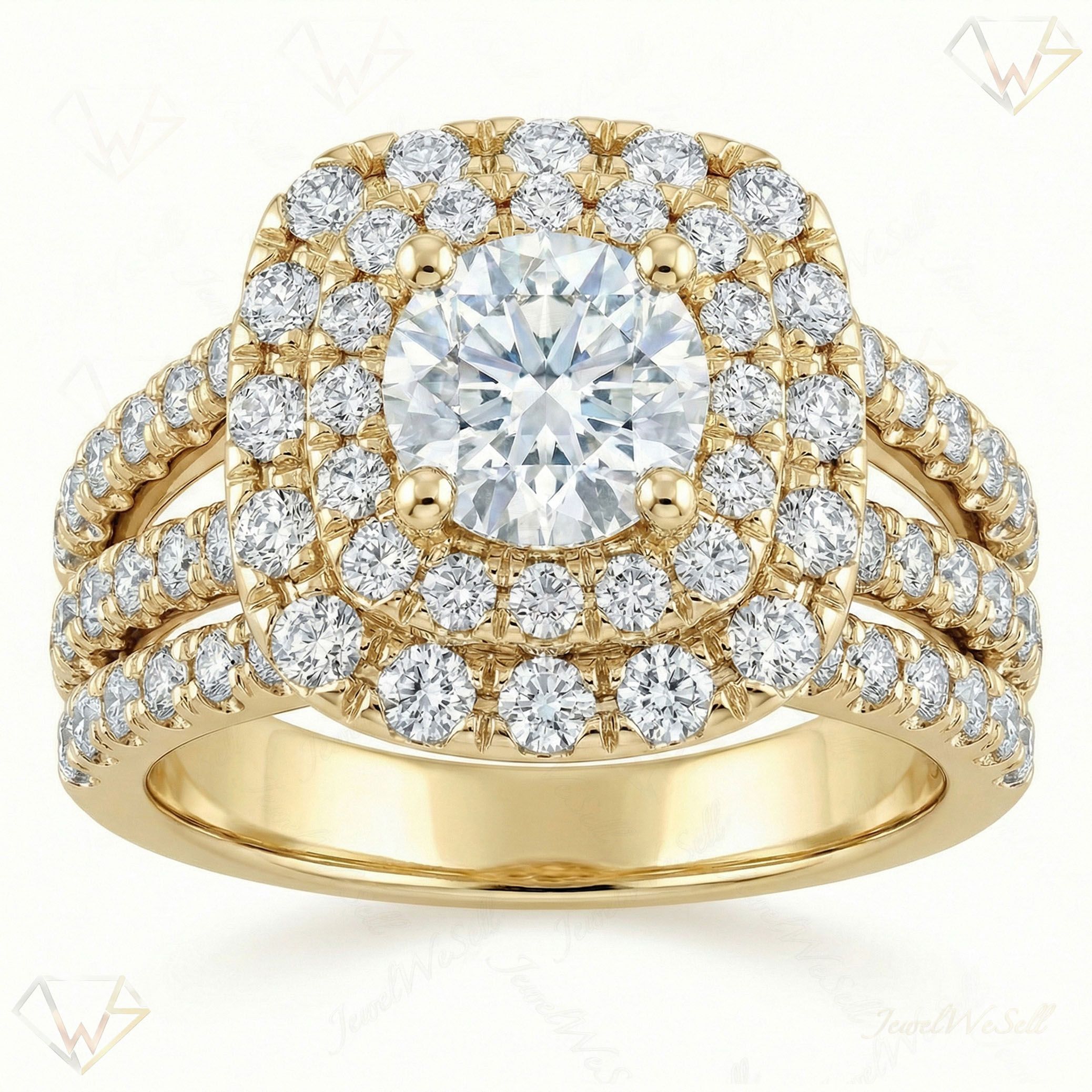2.33 ct EF VS Lab Grown Diamond Halo Engagement Set in 10k Yellow Gold _ Sz0550 103013