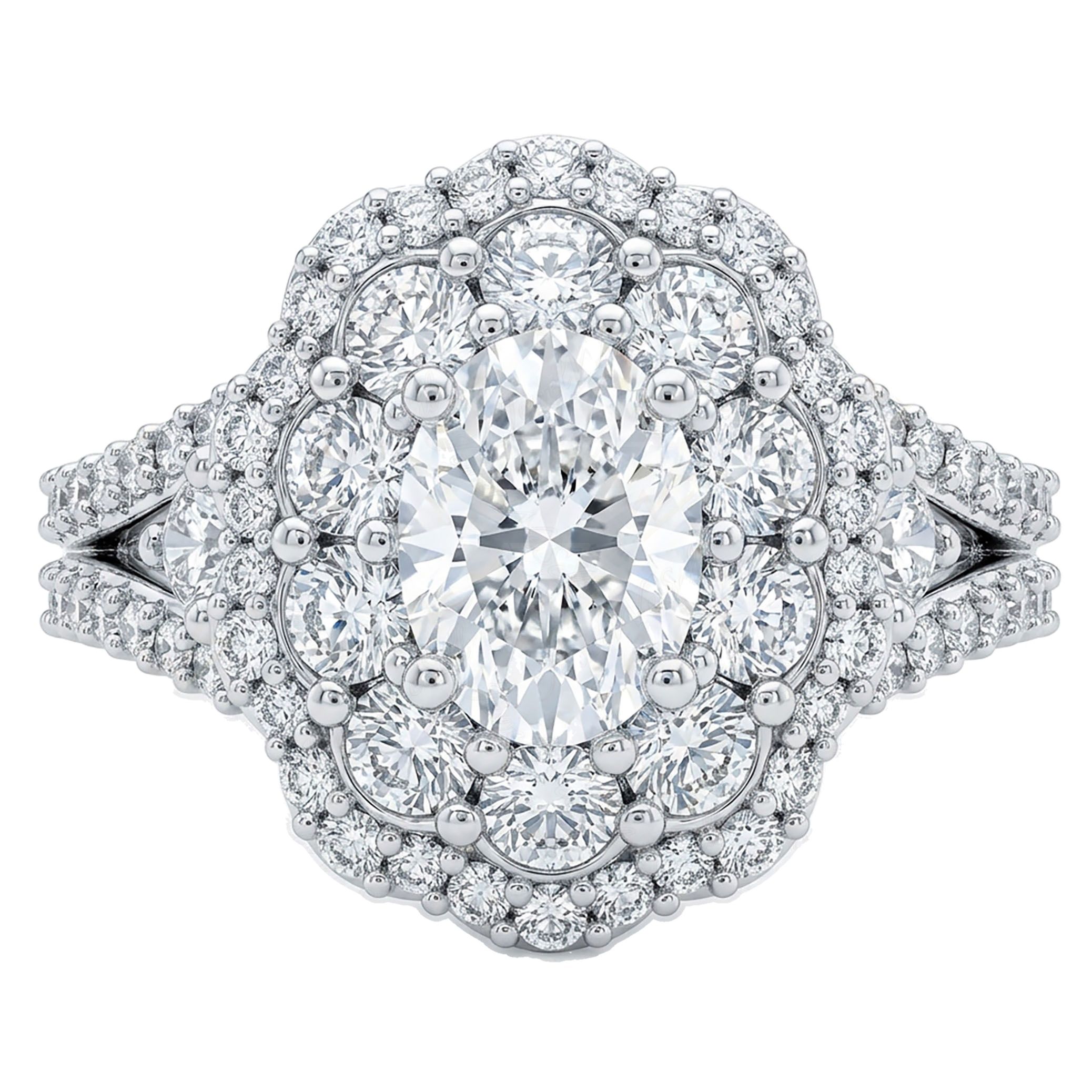 1.66 ct EF VS Lab Grown Diamond Halo Engagement Ring in 10k White Gold _ Sz0900 103020