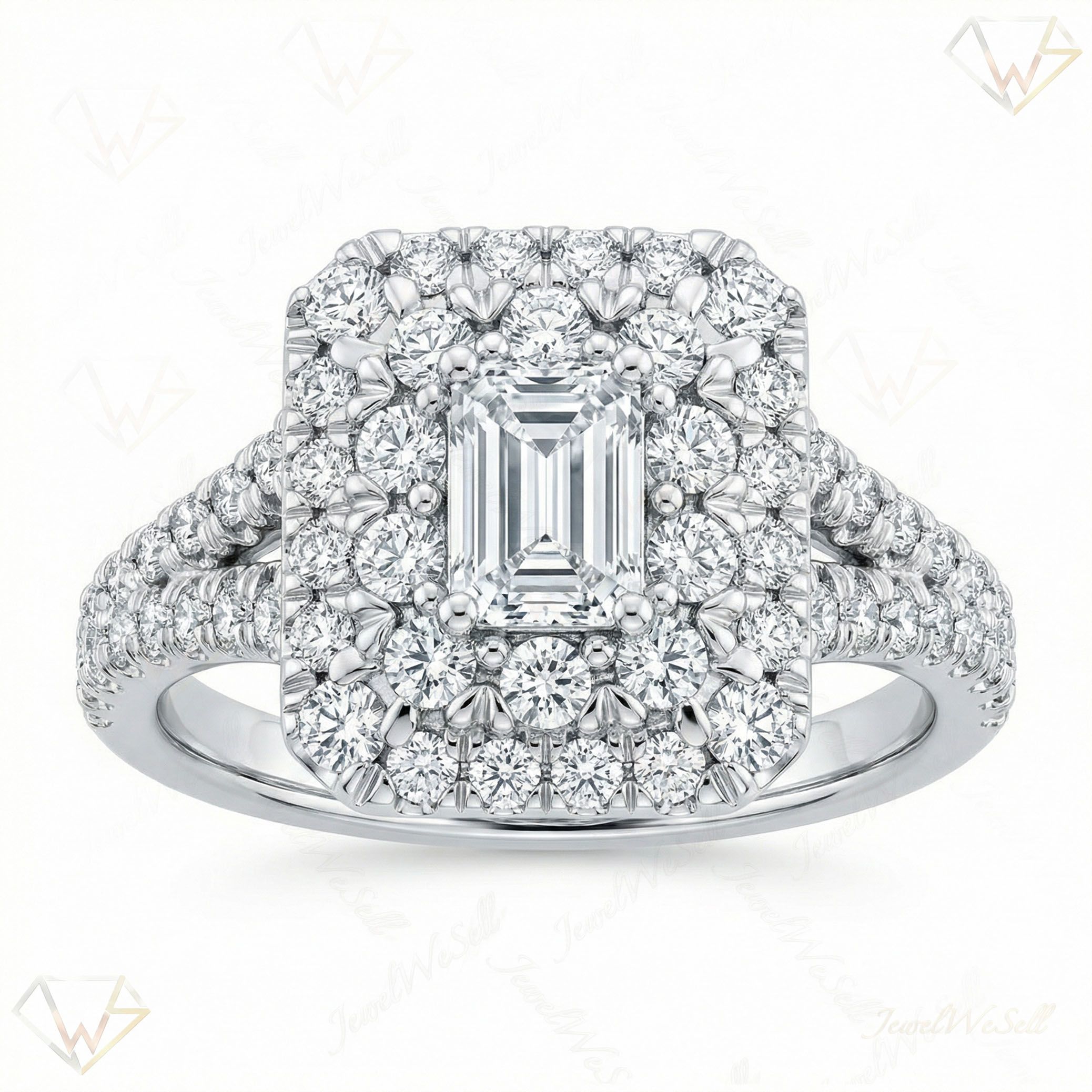 1.40 ct EF VS Lab Grown Diamond Halo Engagement Ring in 10k White Gold _ Sz0700 103051