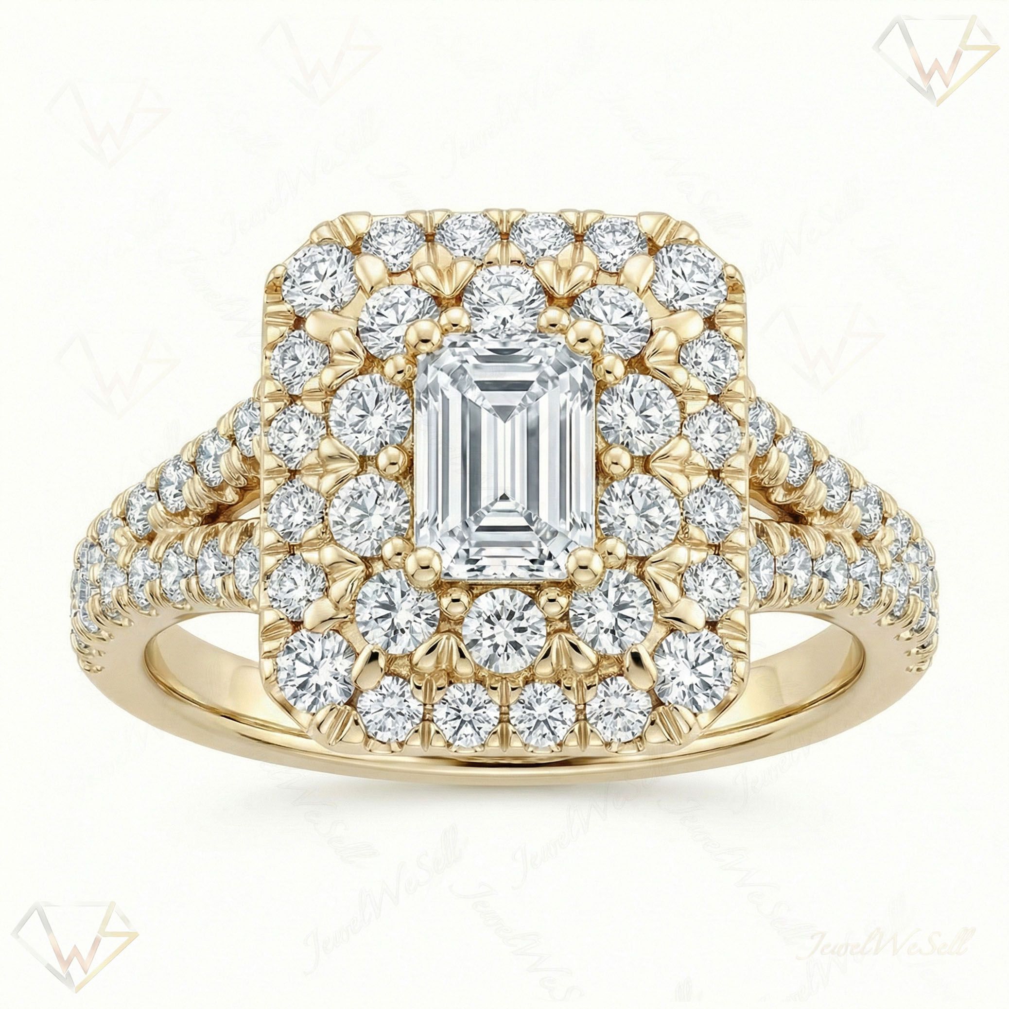 1.40 ct EF VS Lab Grown Diamond Halo Engagement Ring in 10k Yellow Gold _ Sz0525 103051