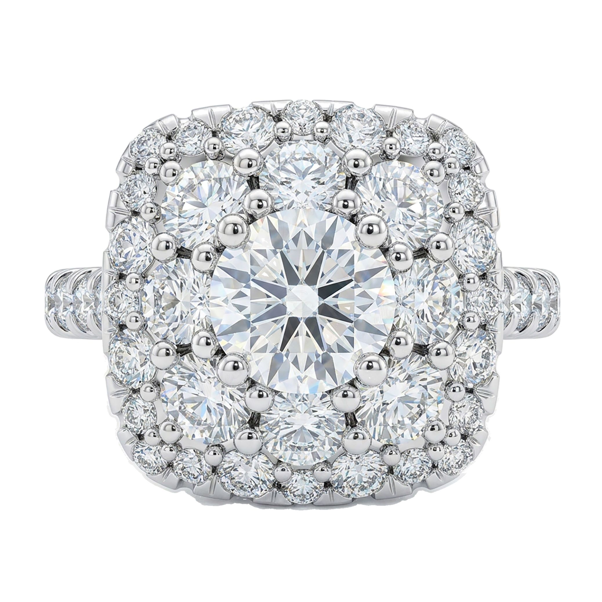 1.75 ct EF VS Lab Grown Diamond Square Shaped Cluster Engagement Ring in 14k White Gold _ Sz0825 103052