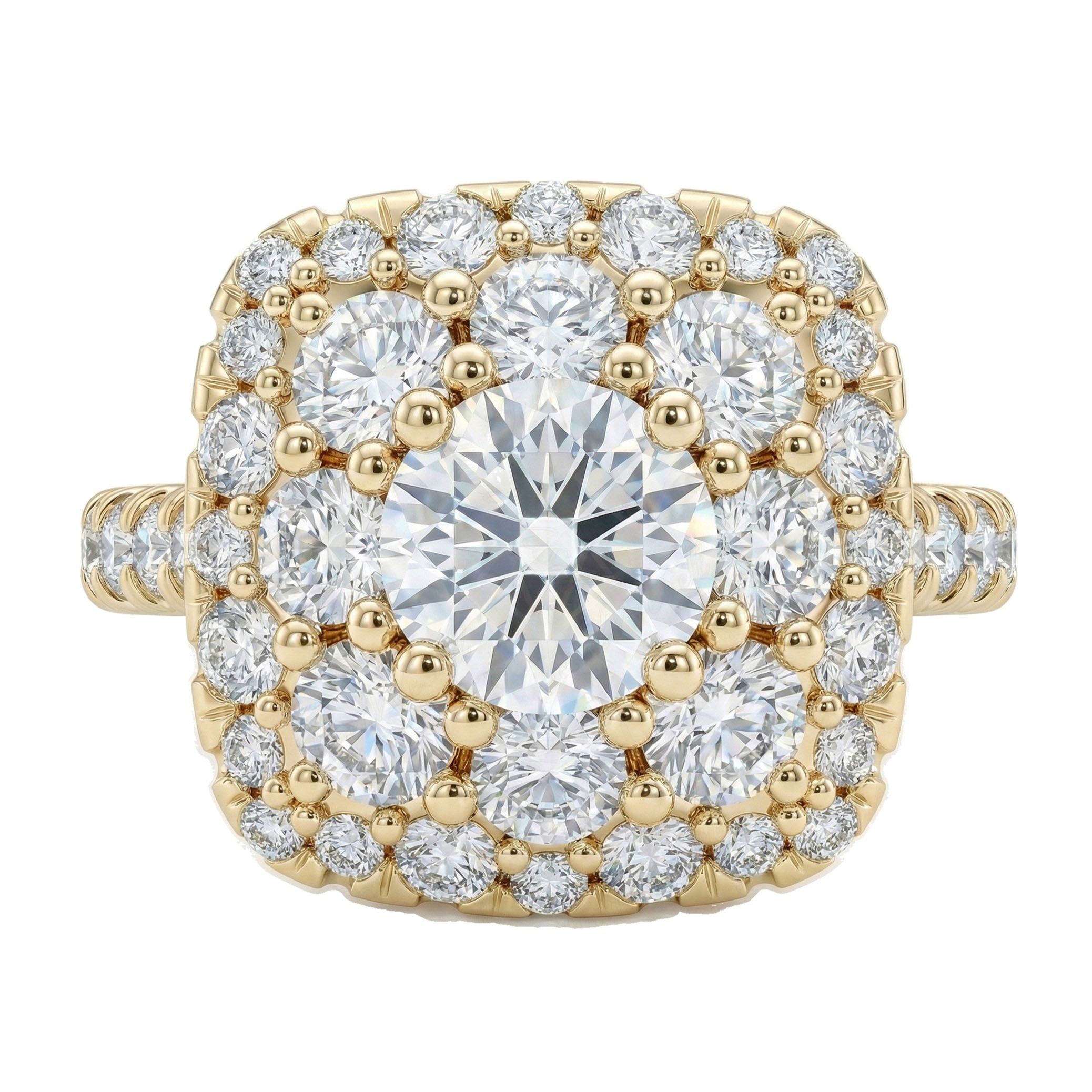 1.75 ct EF VS Lab Grown Diamond Square Shaped Cluster Engagement Ring in 10k Yellow Gold _ Sz0850 103052