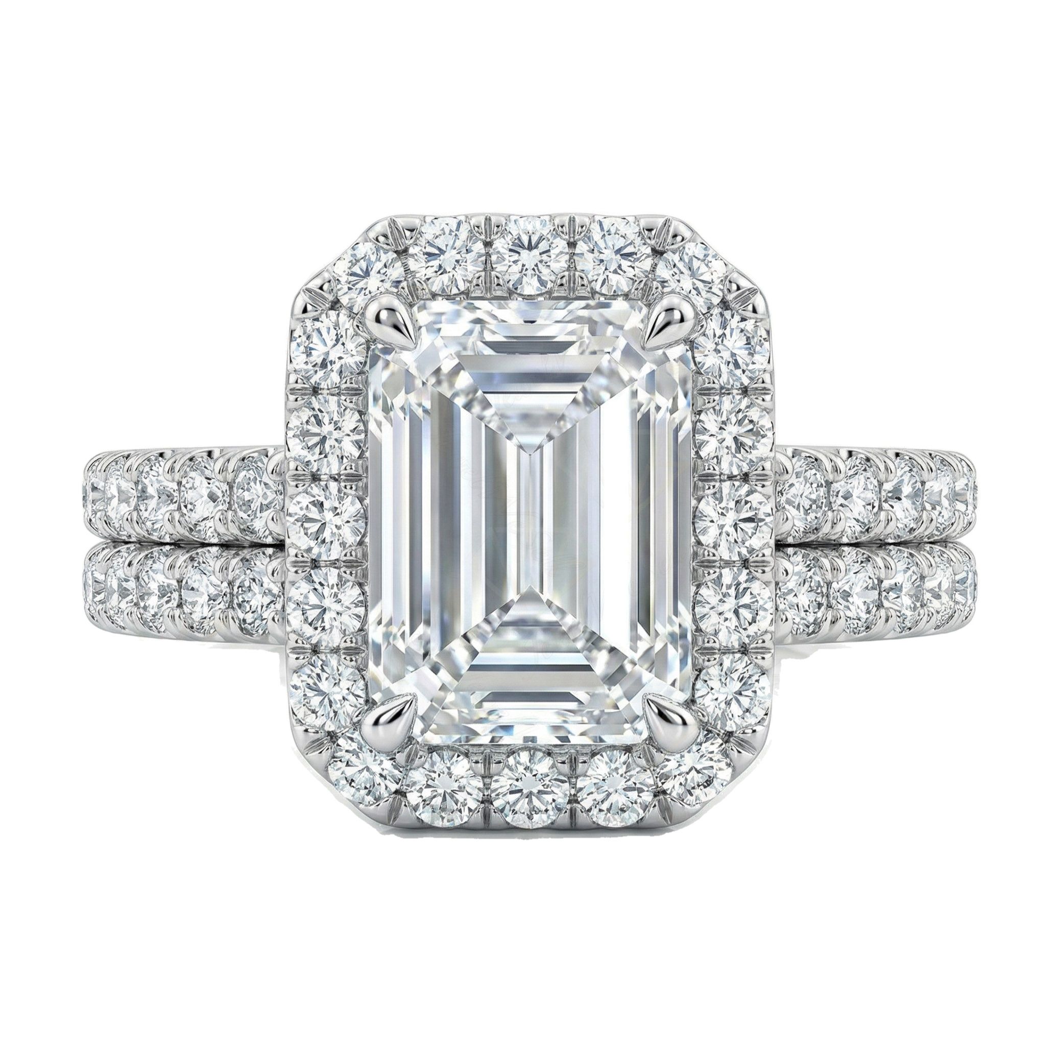 2.33 ct EF VS Moissanite Halo Engagement Set in 925 Sterling SIlver _ Sz0850 103054