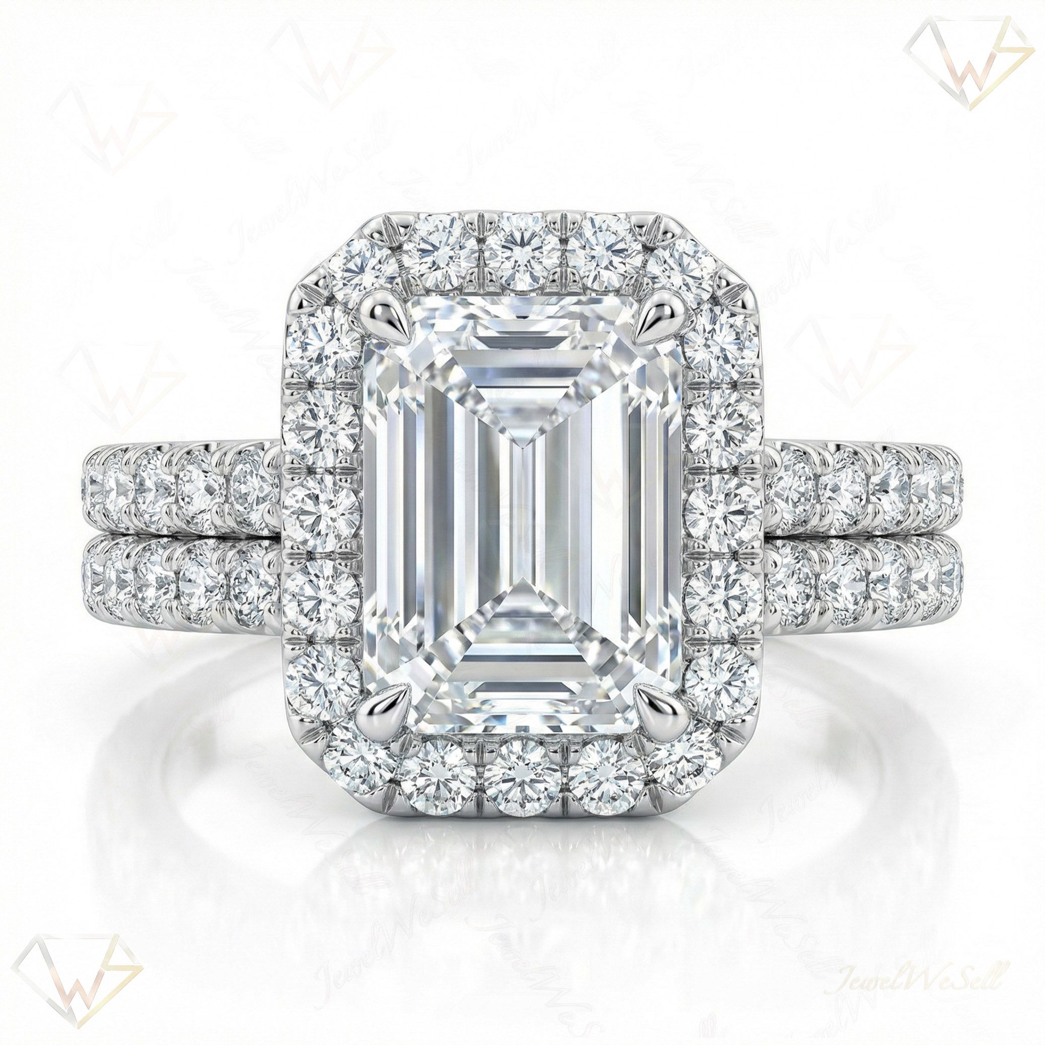 2.33 ct EF VS Lab Grown Diamond Halo Engagement Set in 10k White Gold _ Sz0575 103054