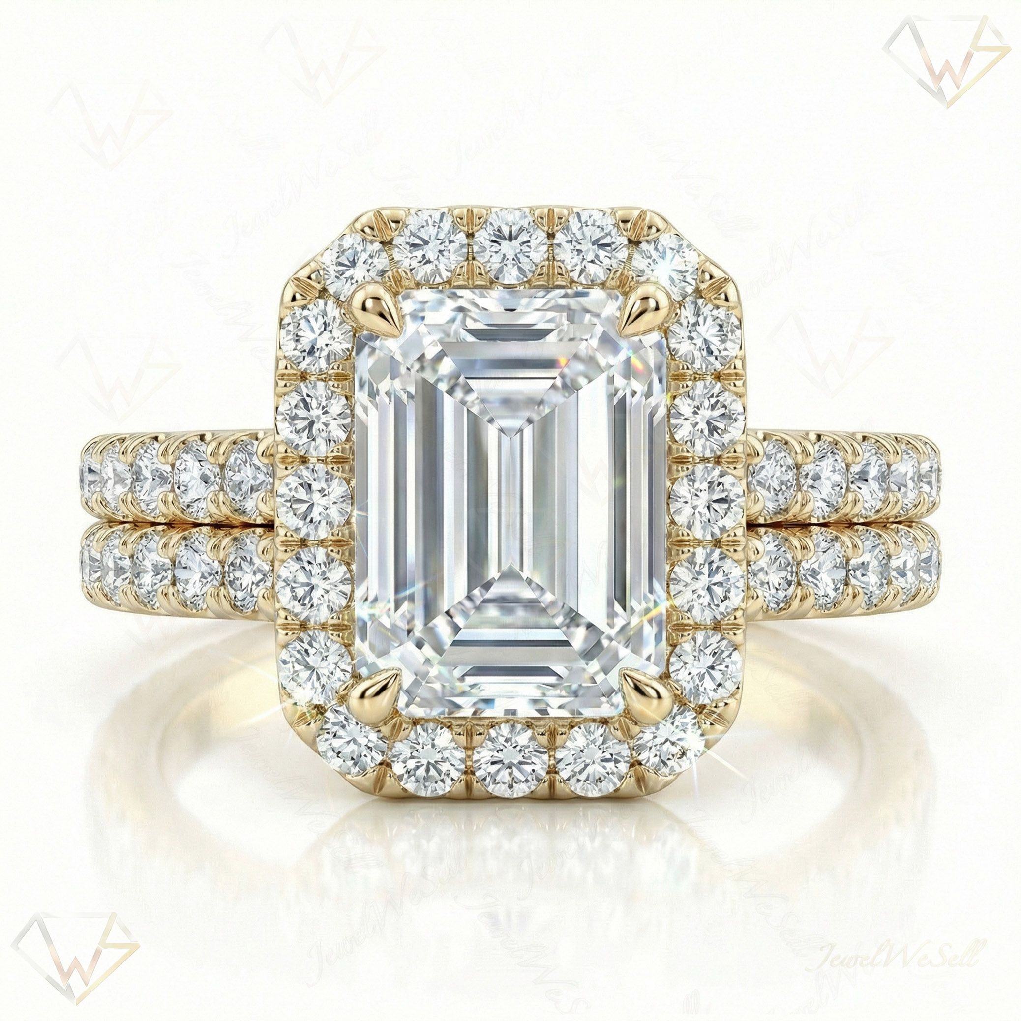 2.33 ct EF VS Lab Grown Diamond Halo Engagement Set in 10k Yellow Gold _ Sz0700 103054