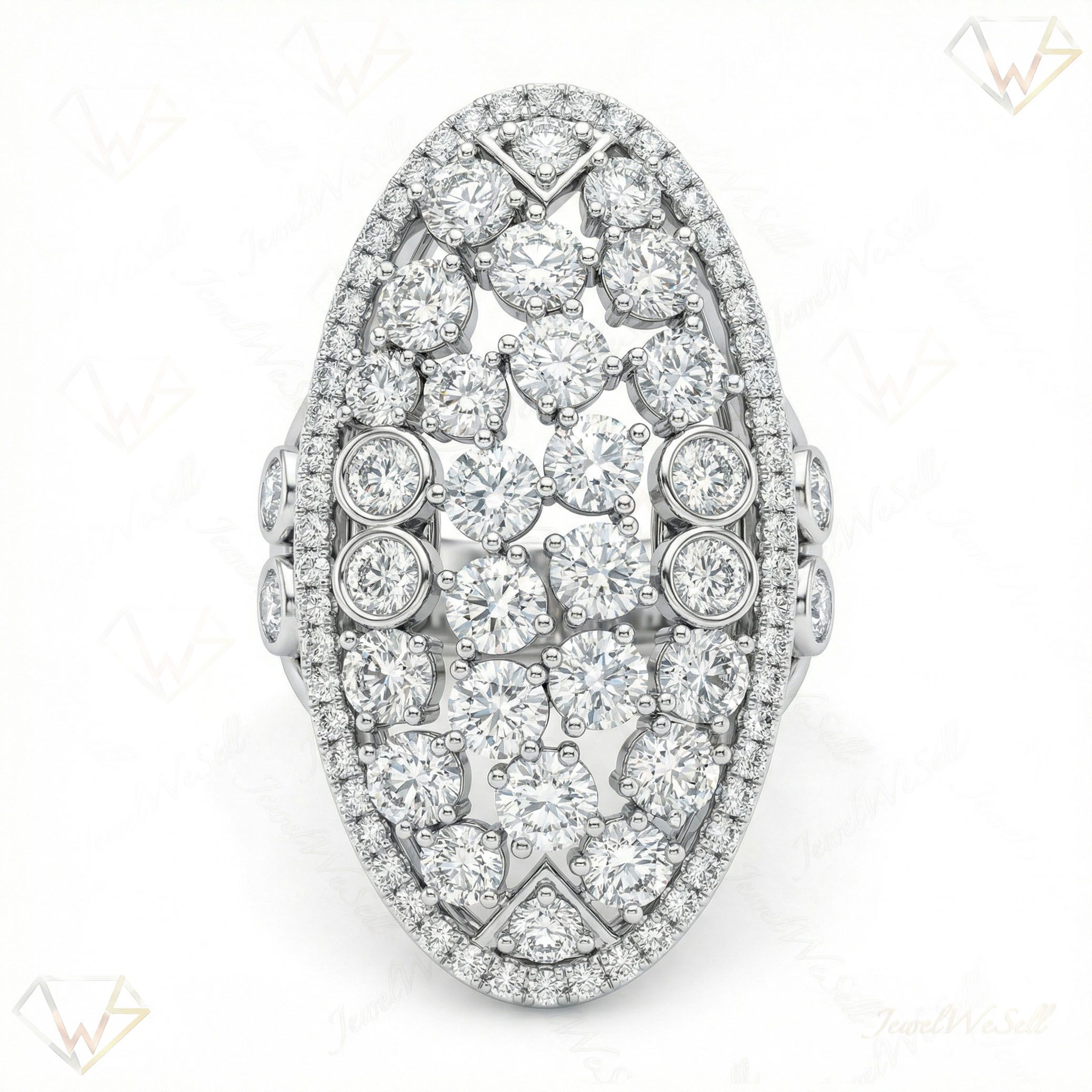 5.00 ct EF VS Lab Grown Diamond Fancy Ring in 10k White Gold _ Sz0500 103078