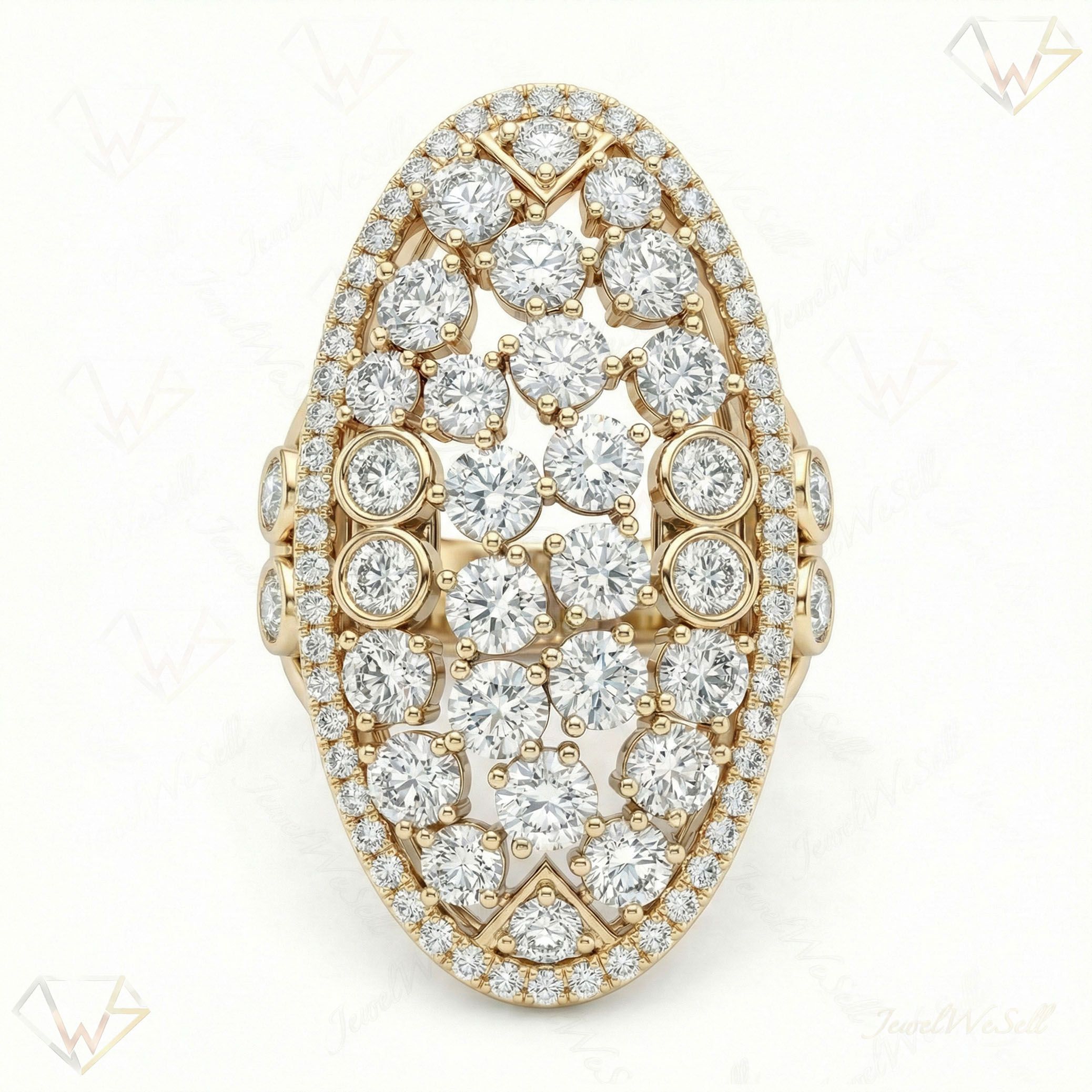 5.00 ct EF VS Lab Grown Diamond Fancy Ring in 10k Yellow Gold _ Sz0450 103078