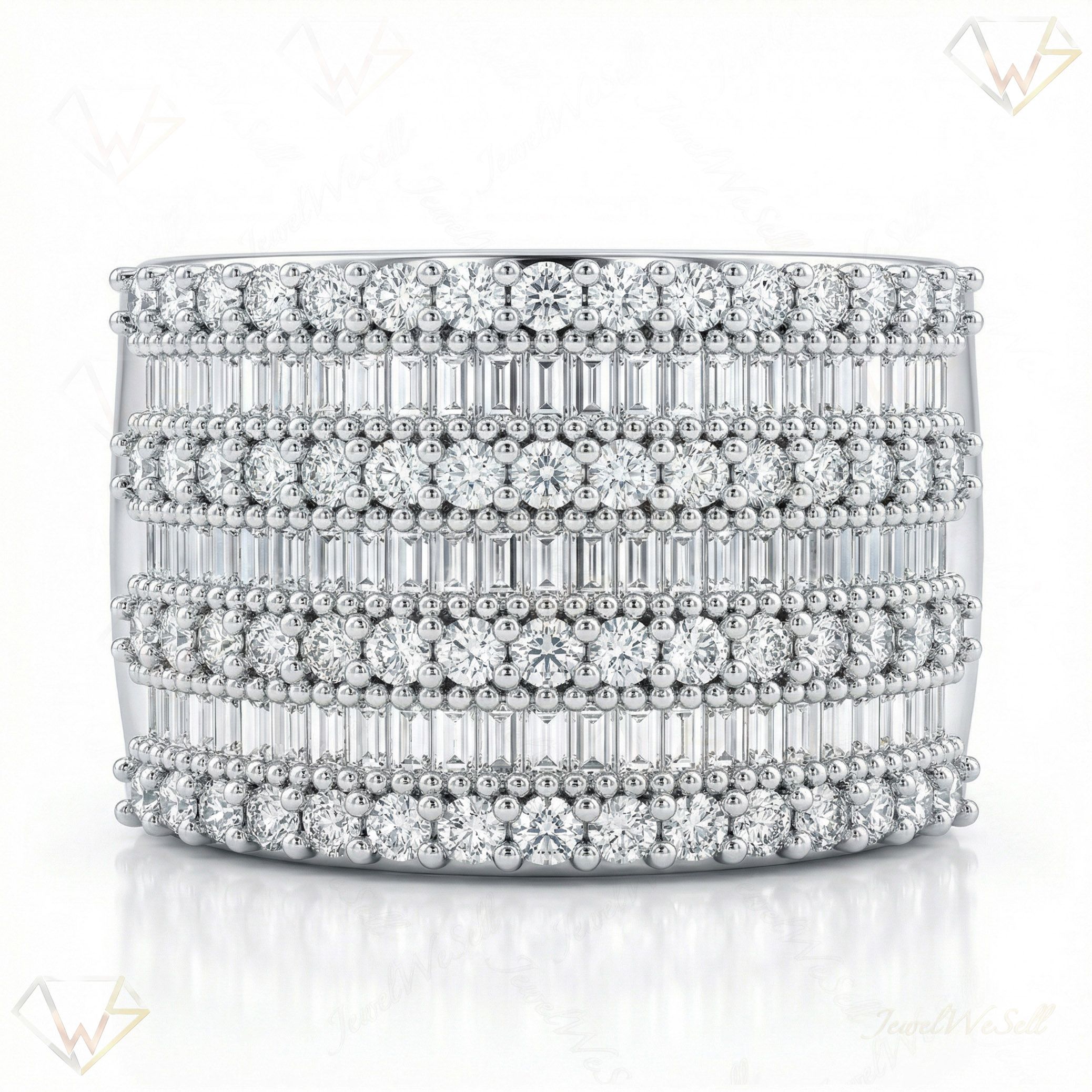 2.00 ct EF VS Lab Grown Diamond Multi Row Wedding Band in 14k White Gold _ Sz0725 103081