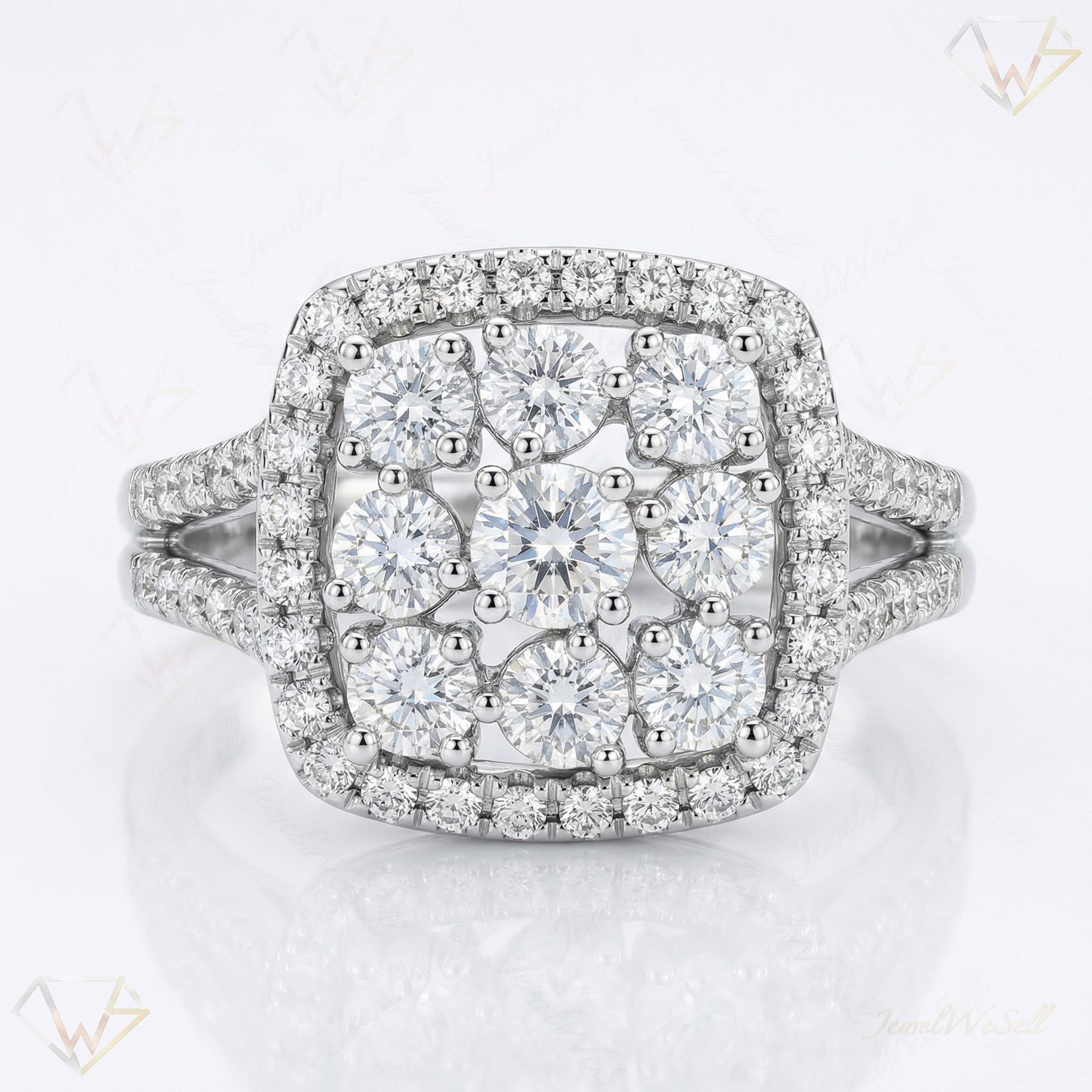 1.66 ct EF VS Lab Grown Diamond Fancy Ring in 10k White Gold _ Sz0500 103084
