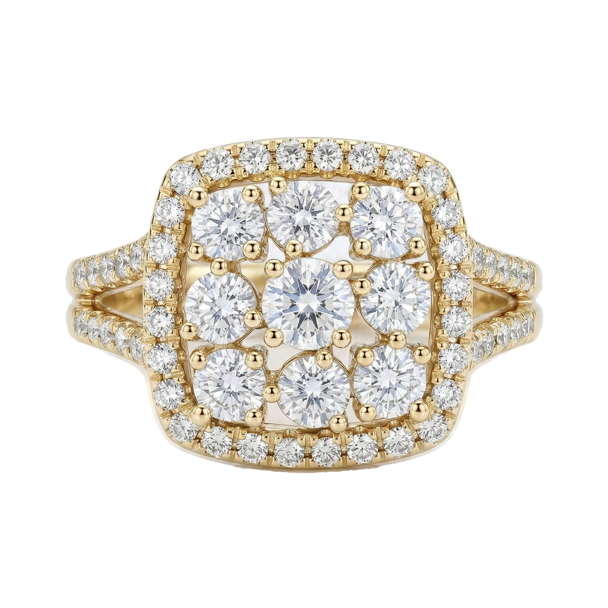 1.66 ct EF VS Lab Grown Diamond Fancy Ring in 14k Yellow Gold _ Sz0475 103084