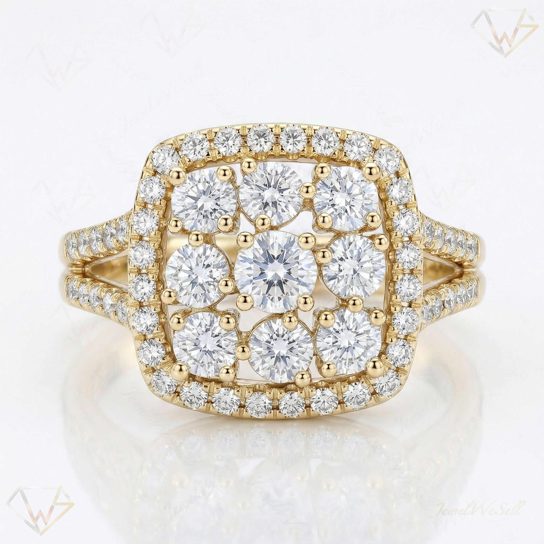 1.66 ct EF VS Lab Grown Diamond Fancy Ring in 14k Yellow Gold _ Sz0550 103084
