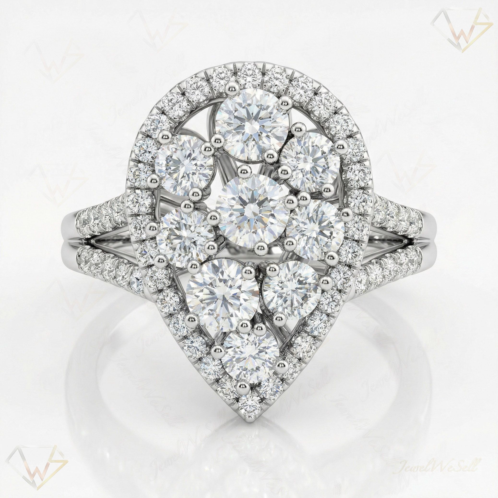 2.00 ct EF VS Lab Grown Diamond Fancy Ring in 10k White Gold _ Sz0500 103085