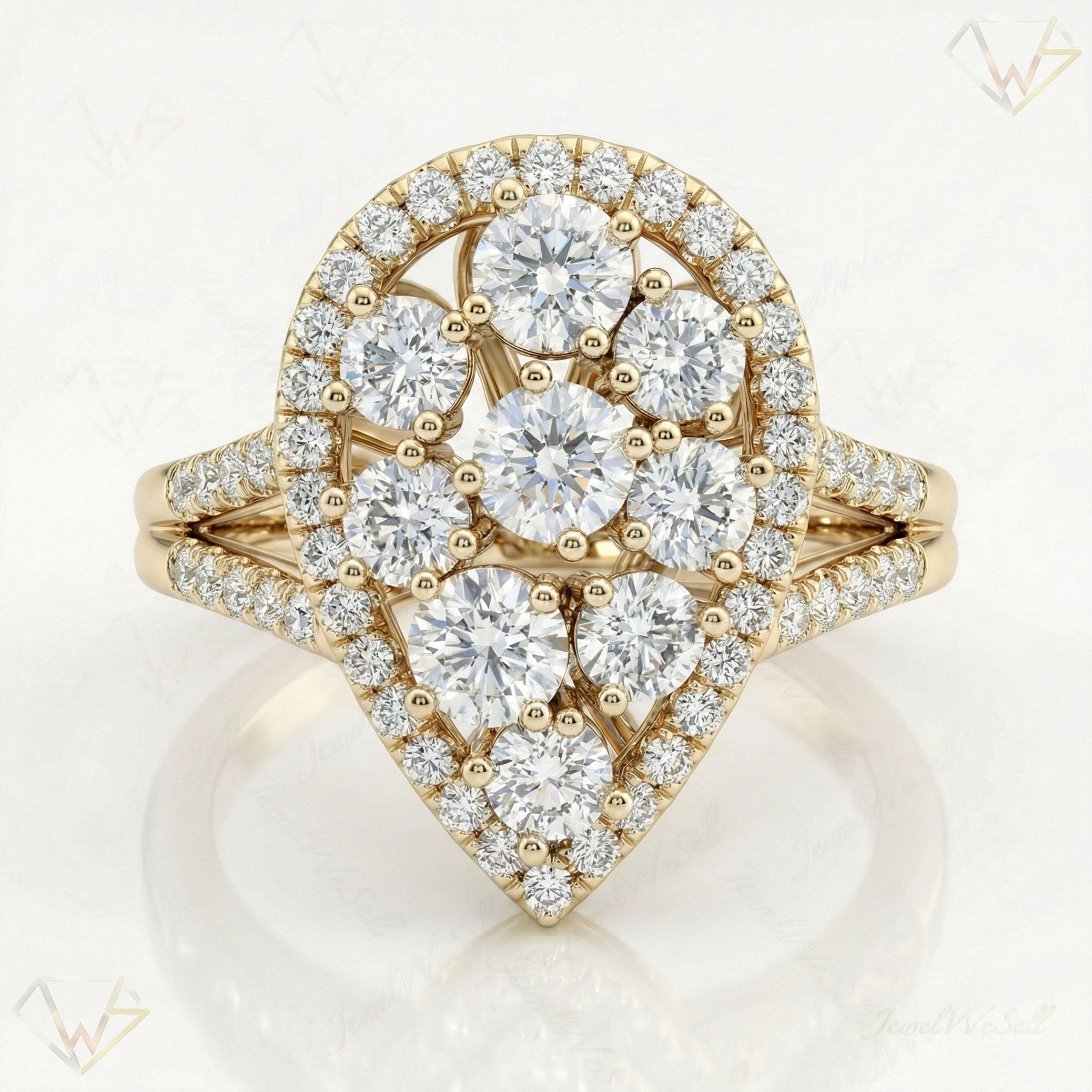 2.00 ct EF VS Lab Grown Diamond Fancy Ring in 10k Yellow Gold _ Sz0475 103085