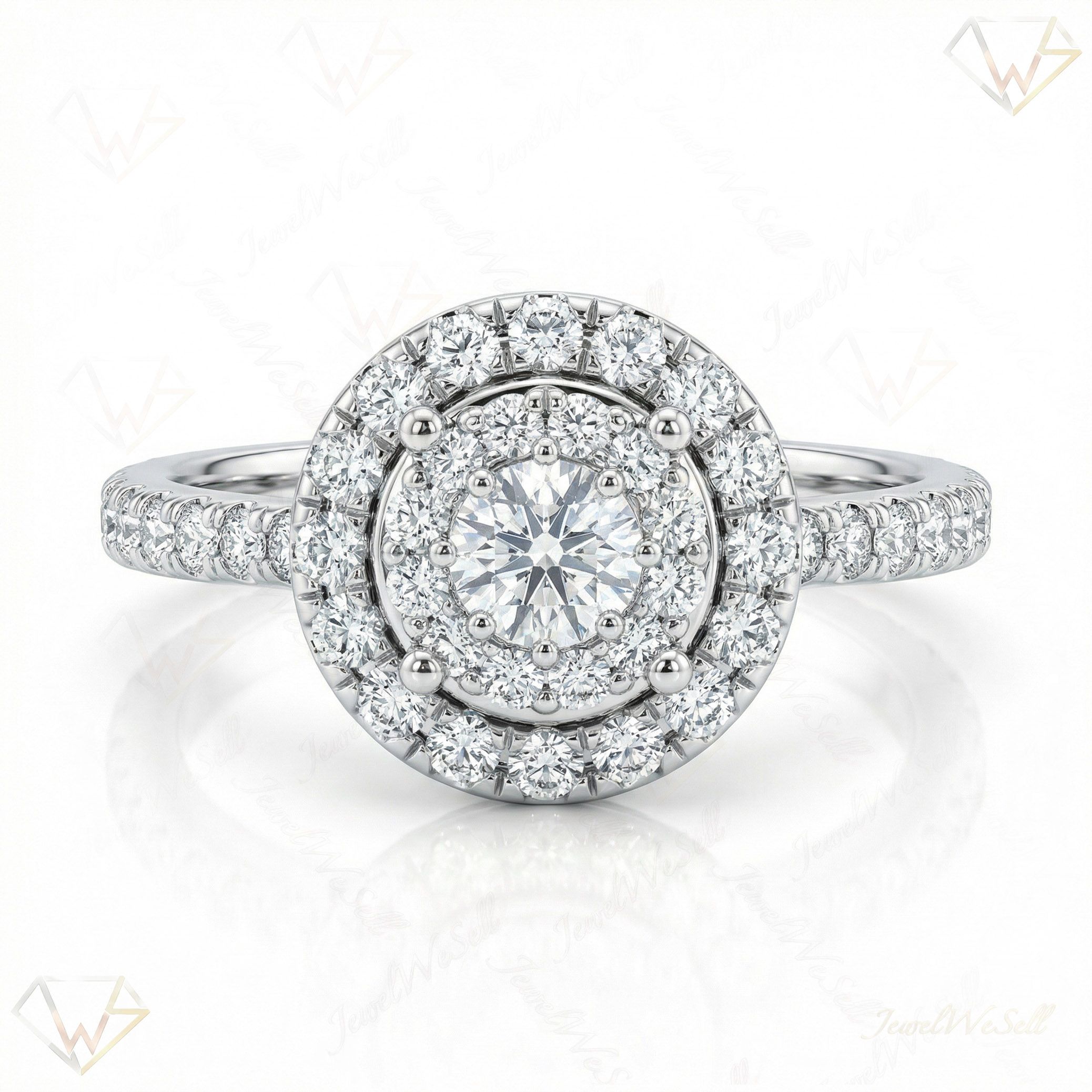 1.10 ct EF VS Lab Grown Diamond Halo Engagement Ring in 14k White Gold _ Sz0500 103091