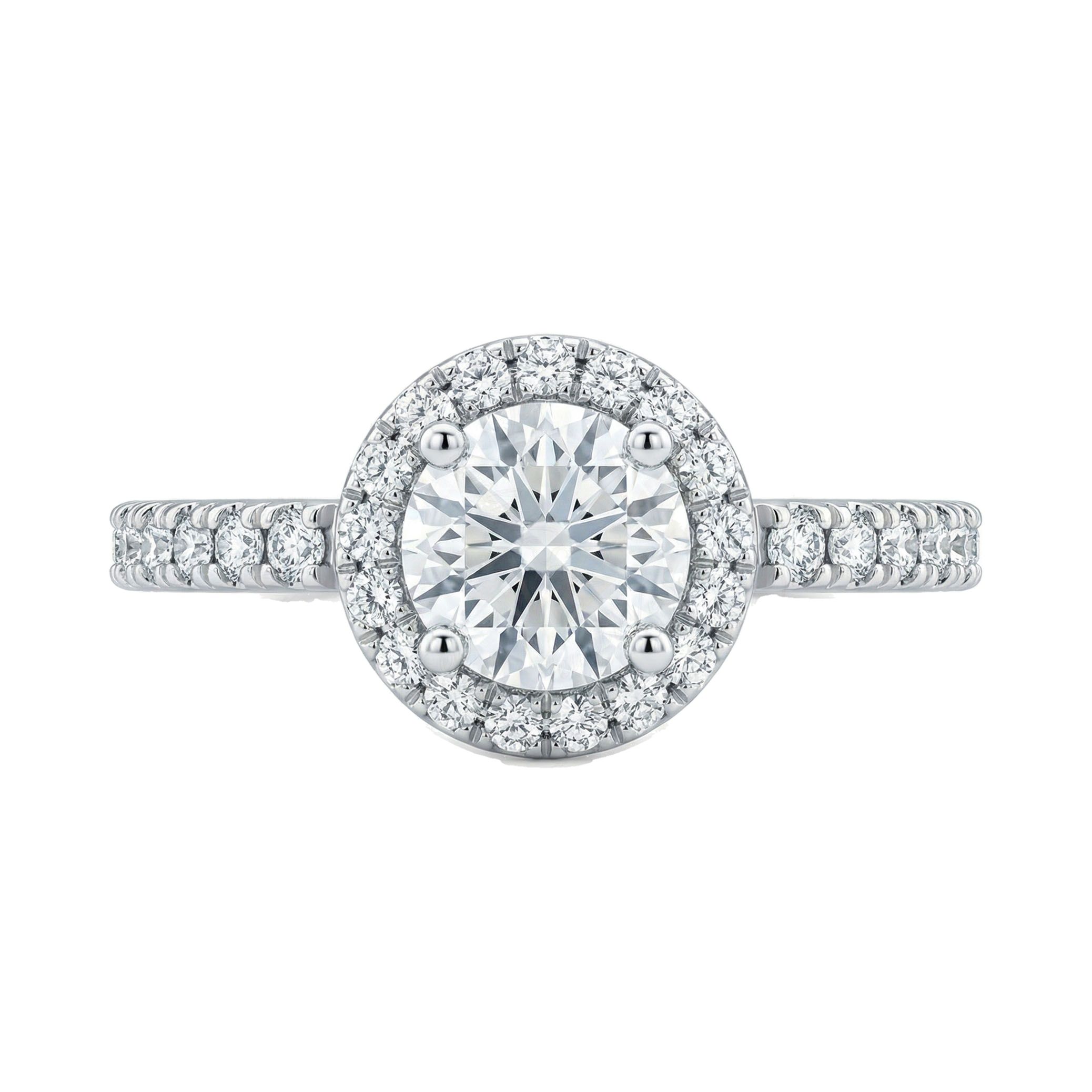 1.50 ct EF VS Lab Grown Diamond Halo Engagement Ring in 14k White Gold _ Sz0875 103110