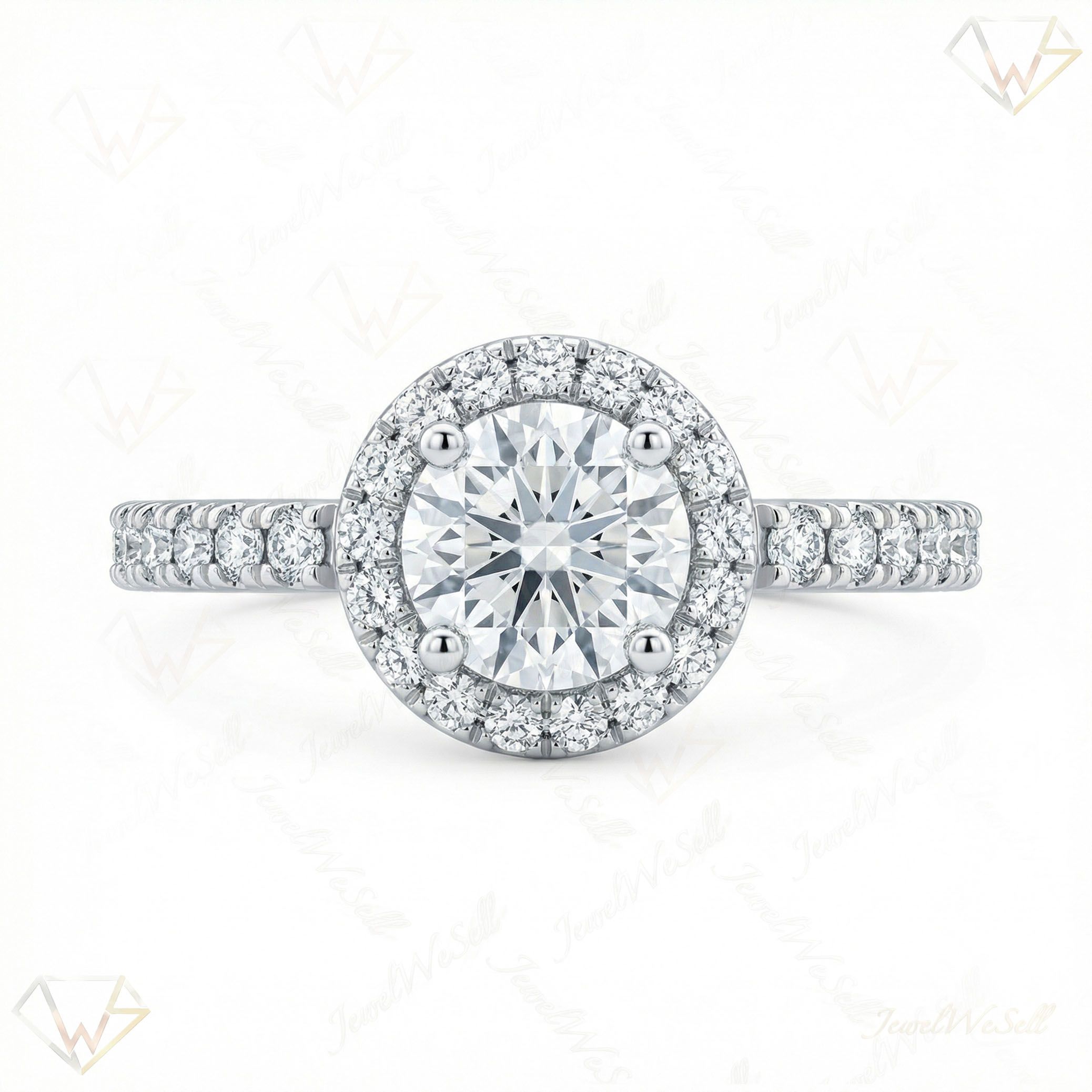 1.50 ct EF VS Lab Grown Diamond Halo Engagement Ring in 14k White Gold _ Sz0600 103110