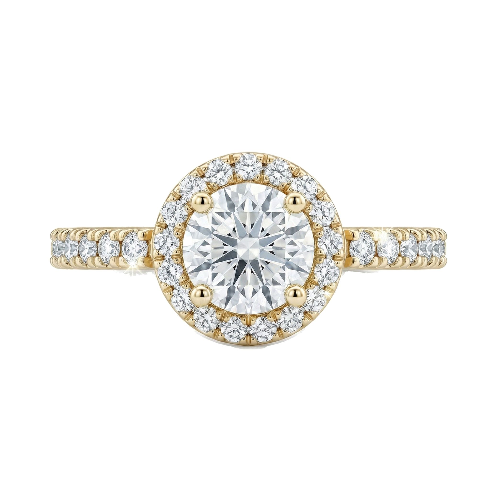 1.50 ct EF VS Lab Grown Diamond Halo Engagement Ring in 14k Yellow Gold _ Sz0725 103110
